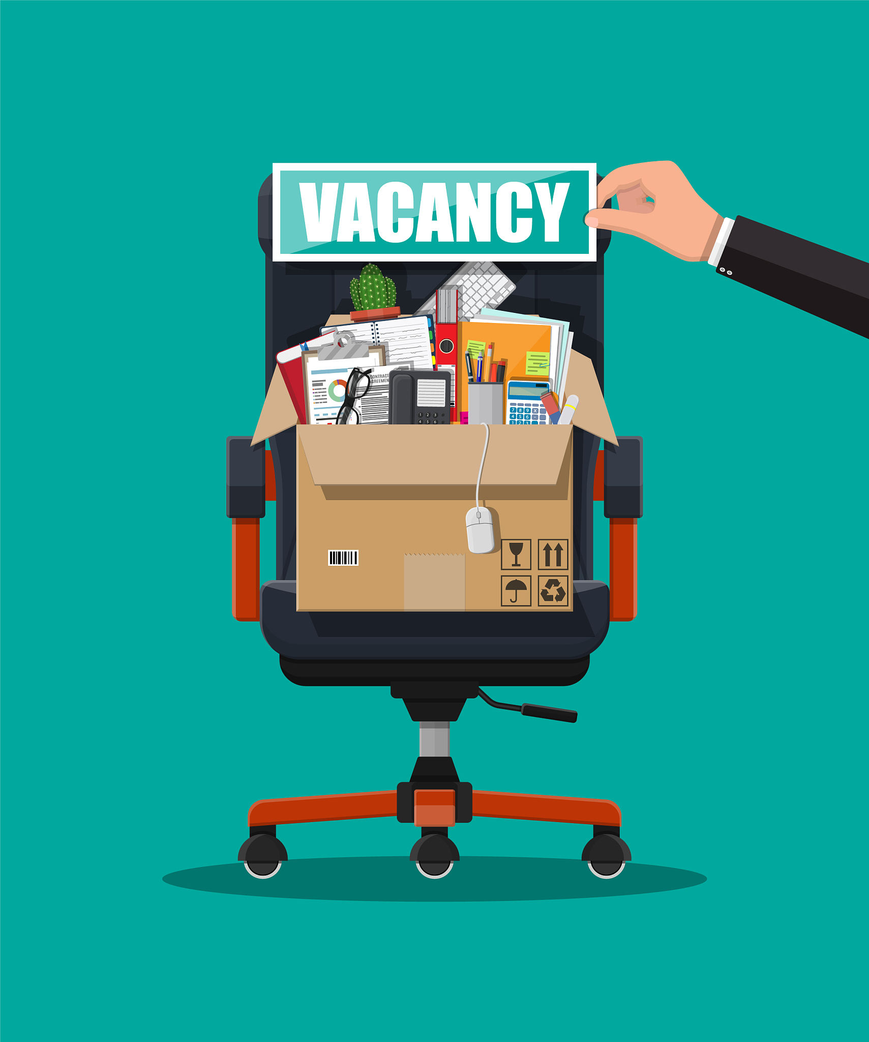 office chair sign vacancy box with office goods