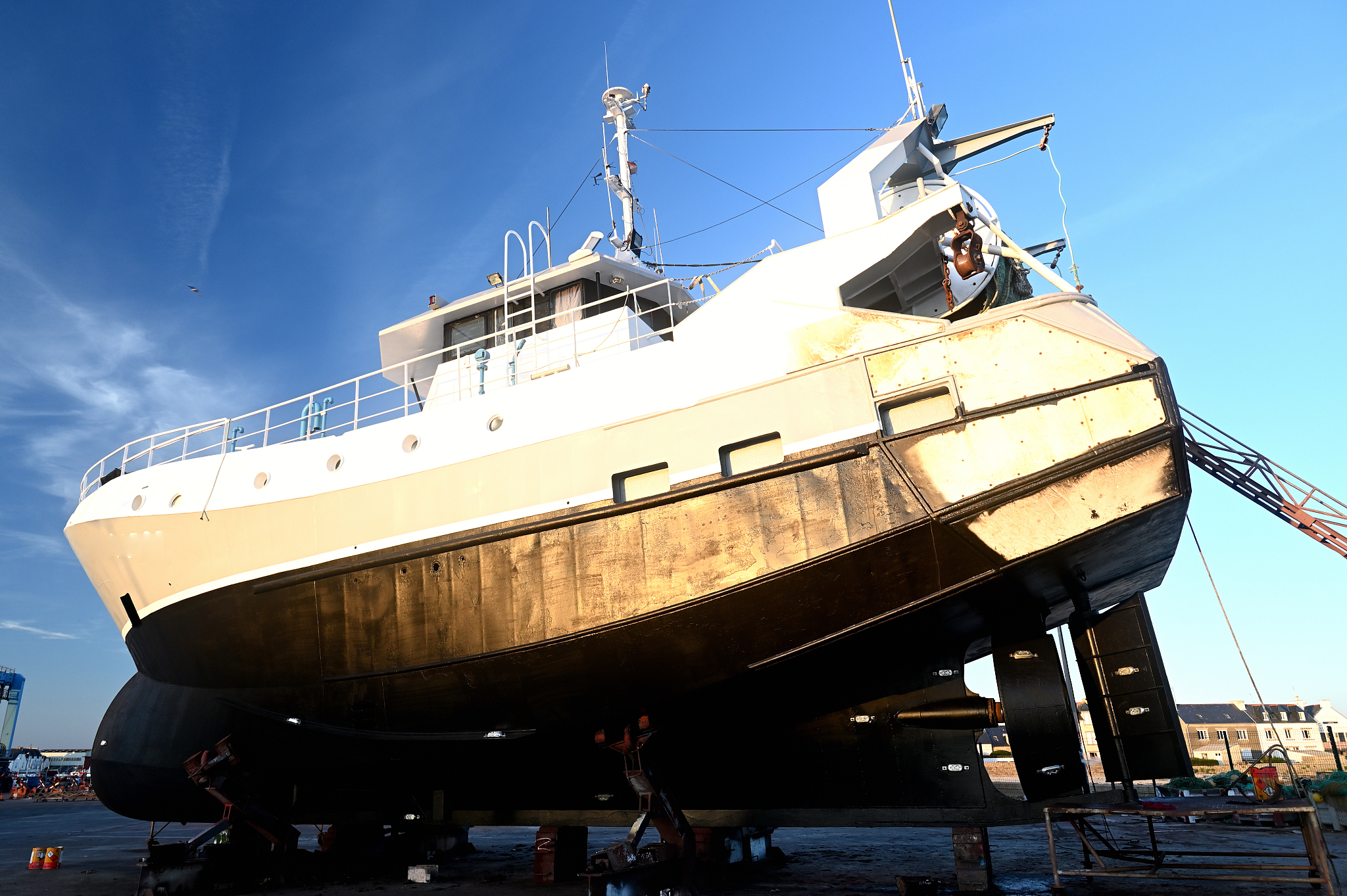 fishing vessel, trawler being maintained in the harbour