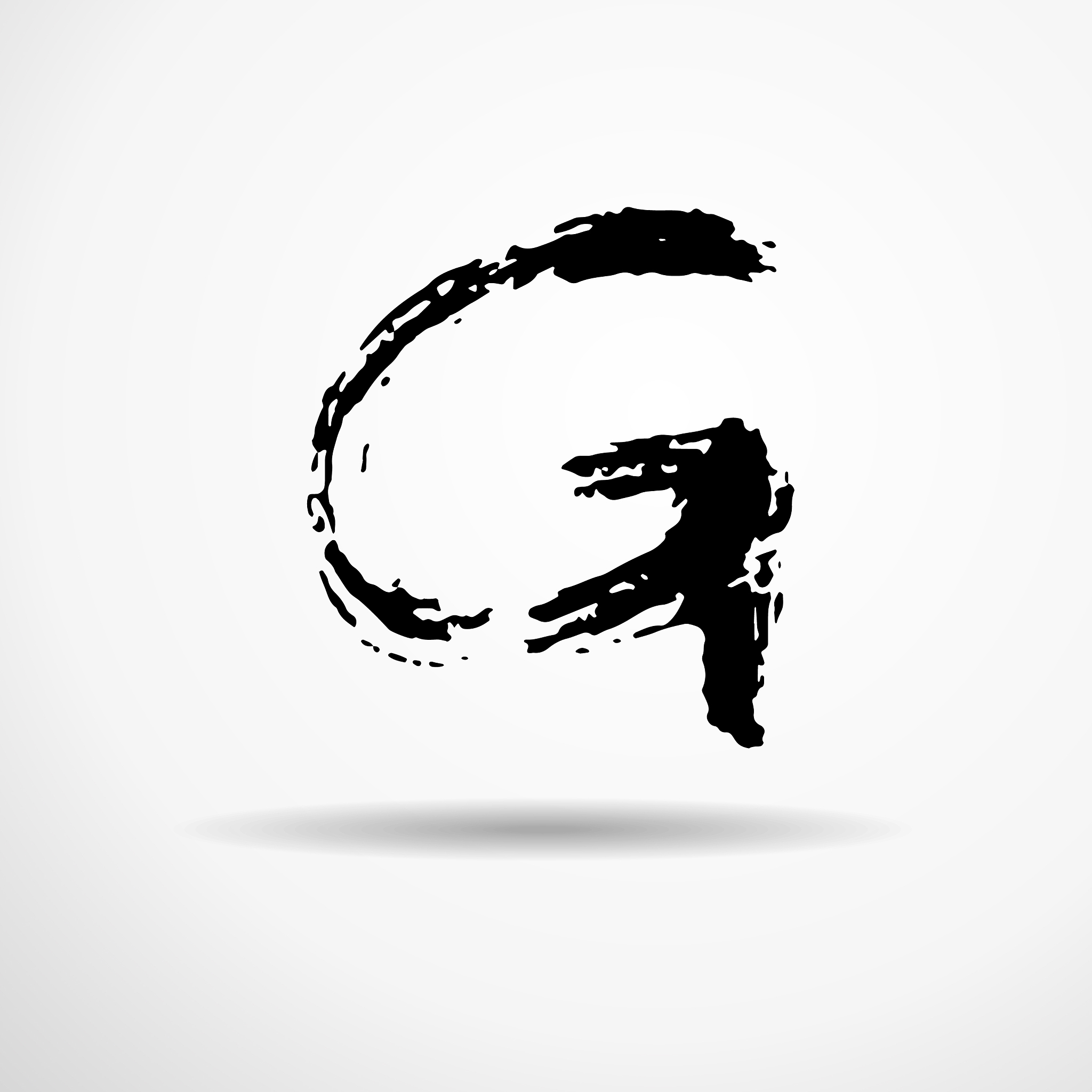 l<strong>e</strong>tter g handwritten by dry brush rough strokes