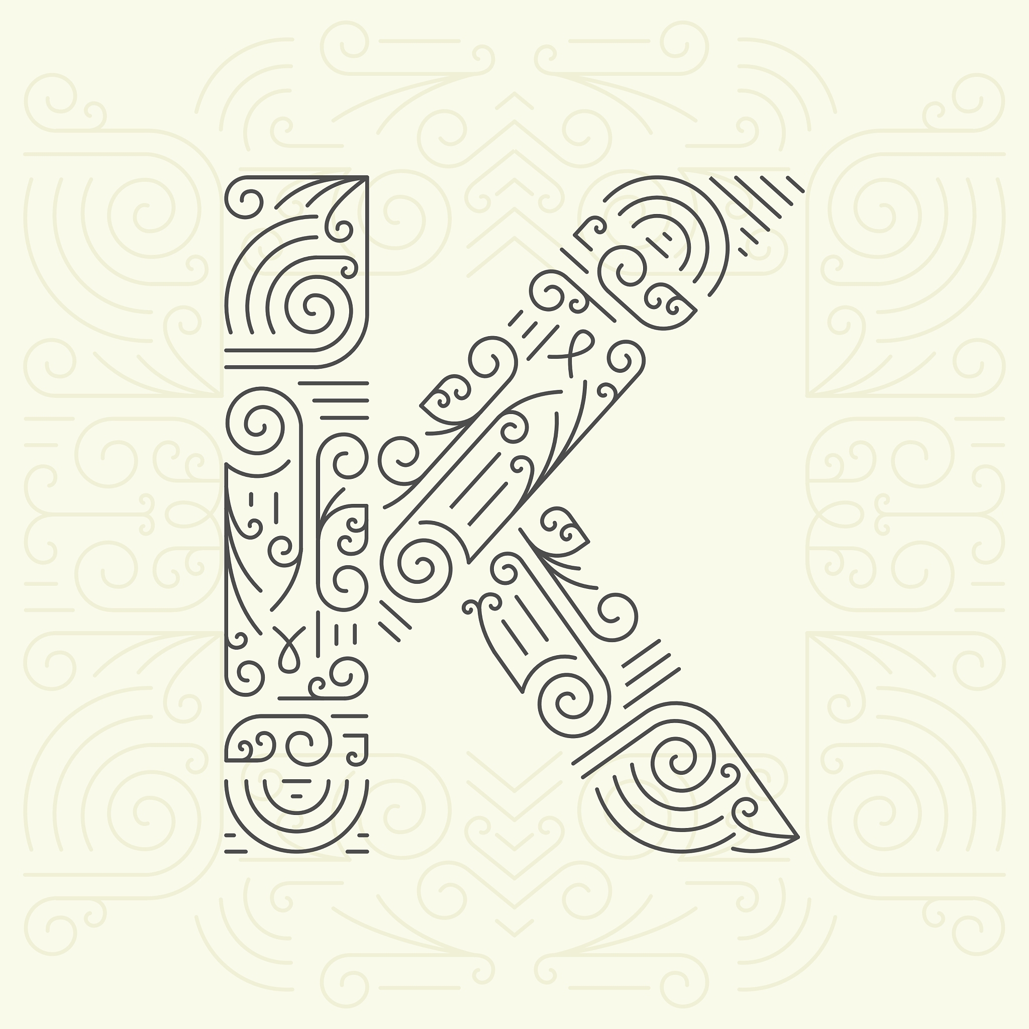 letter k golden monogram design element