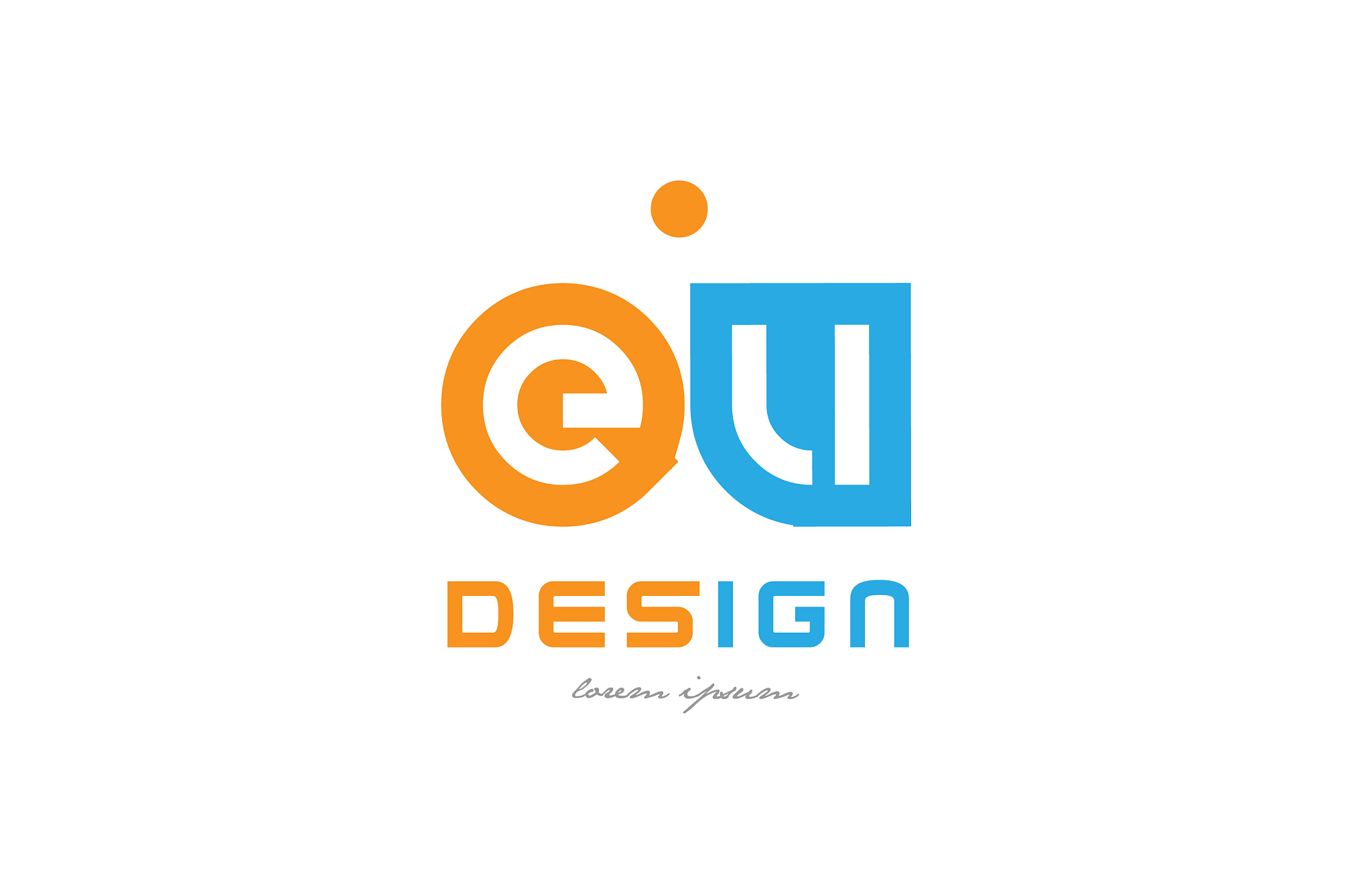 eu e u orange blue alphabet letter logo