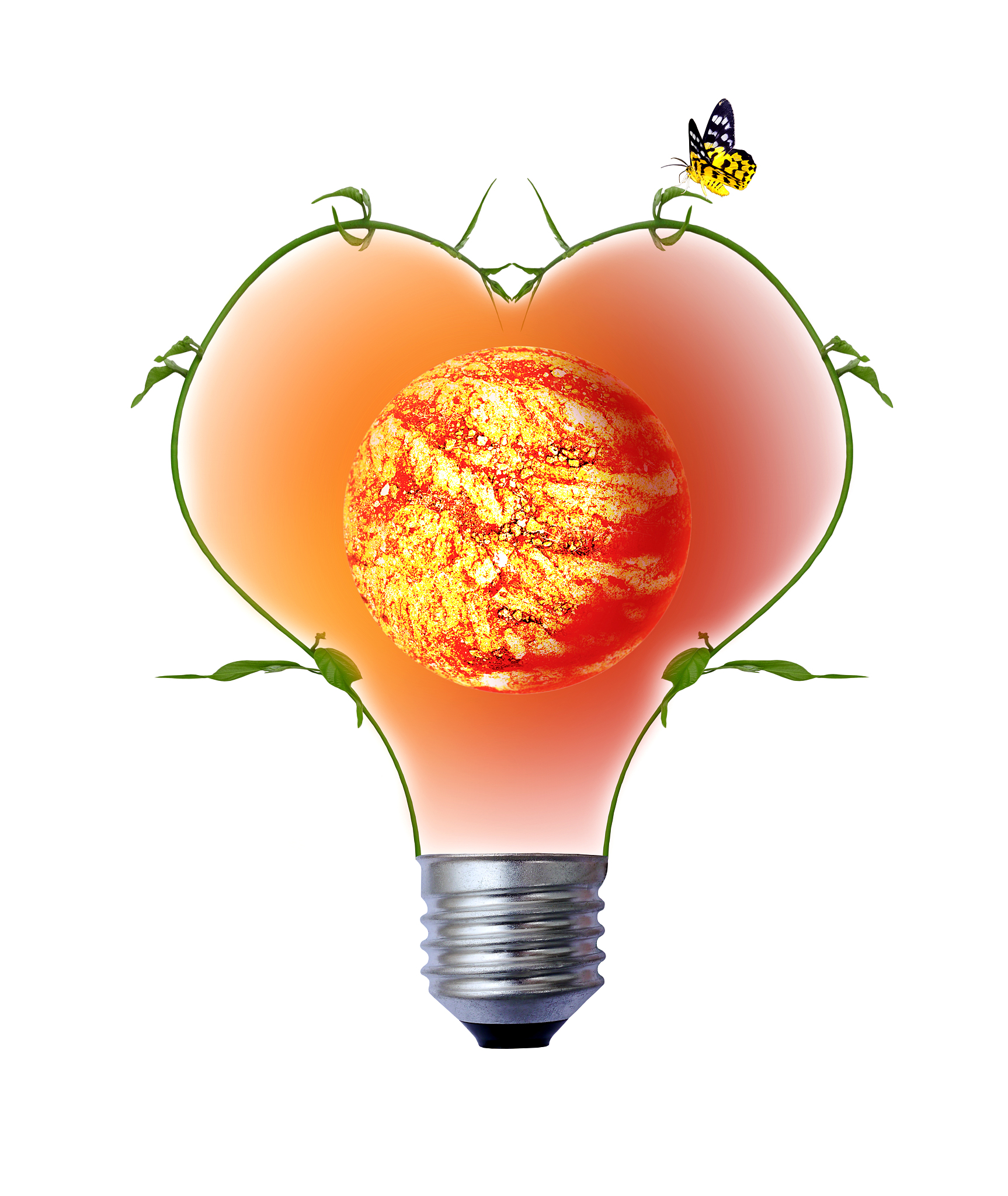 planting trees to help reduce global warming inside light bulb.