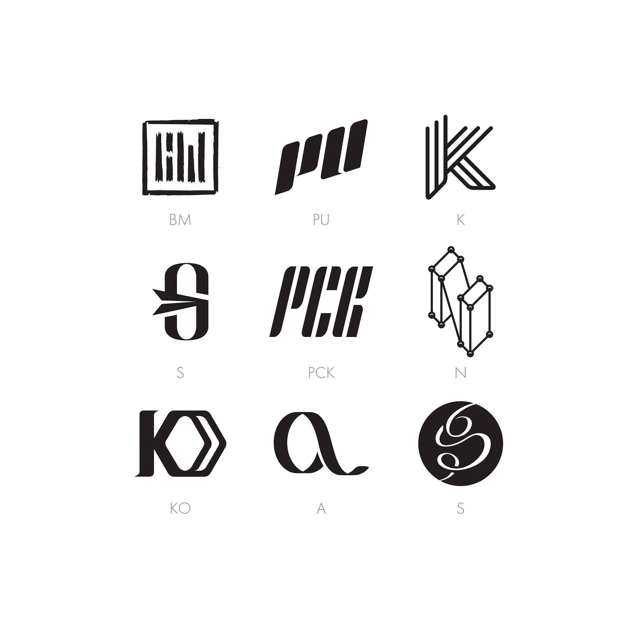 a set of simple letter characters on different topics