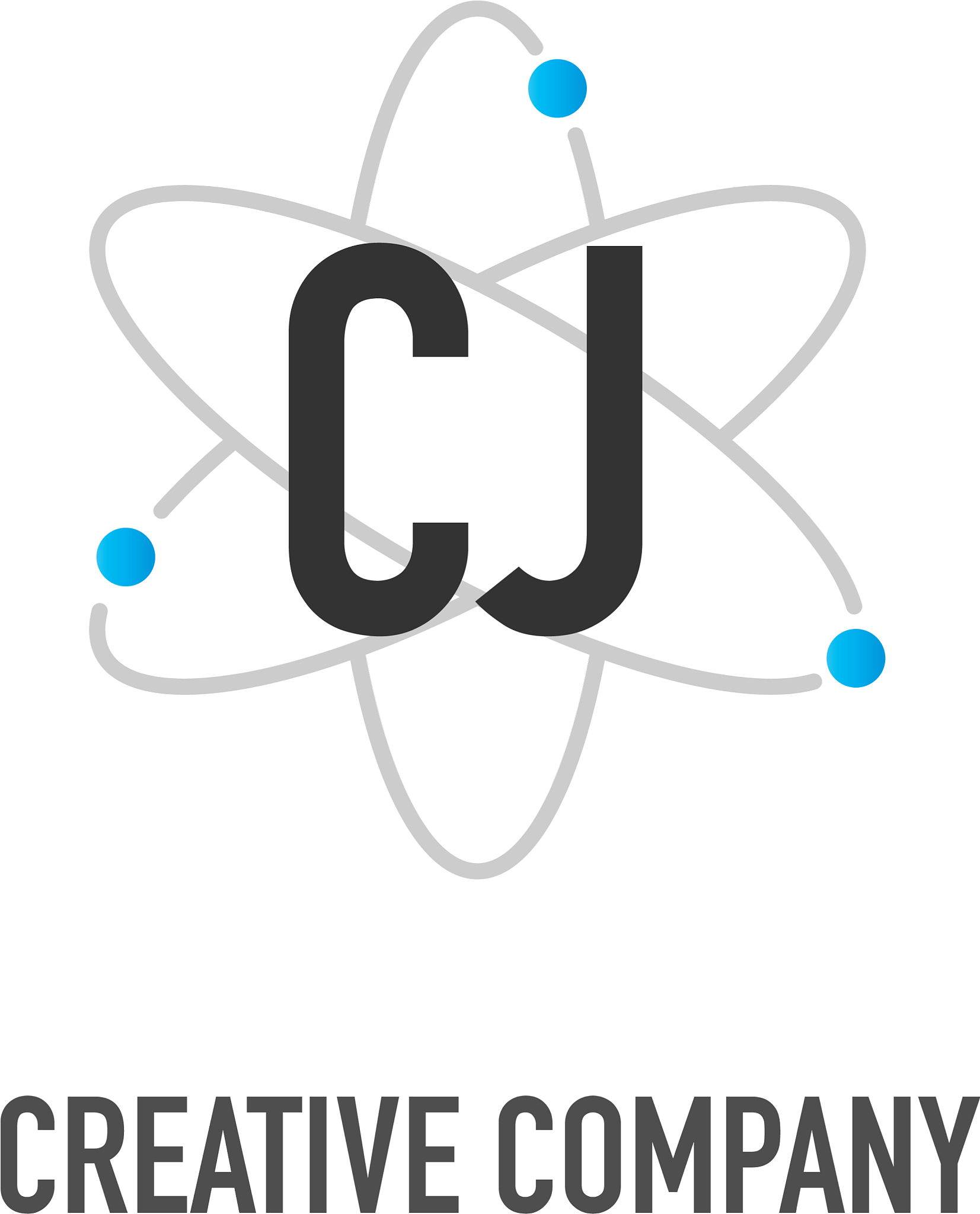initial letter cj atom neutron design logo