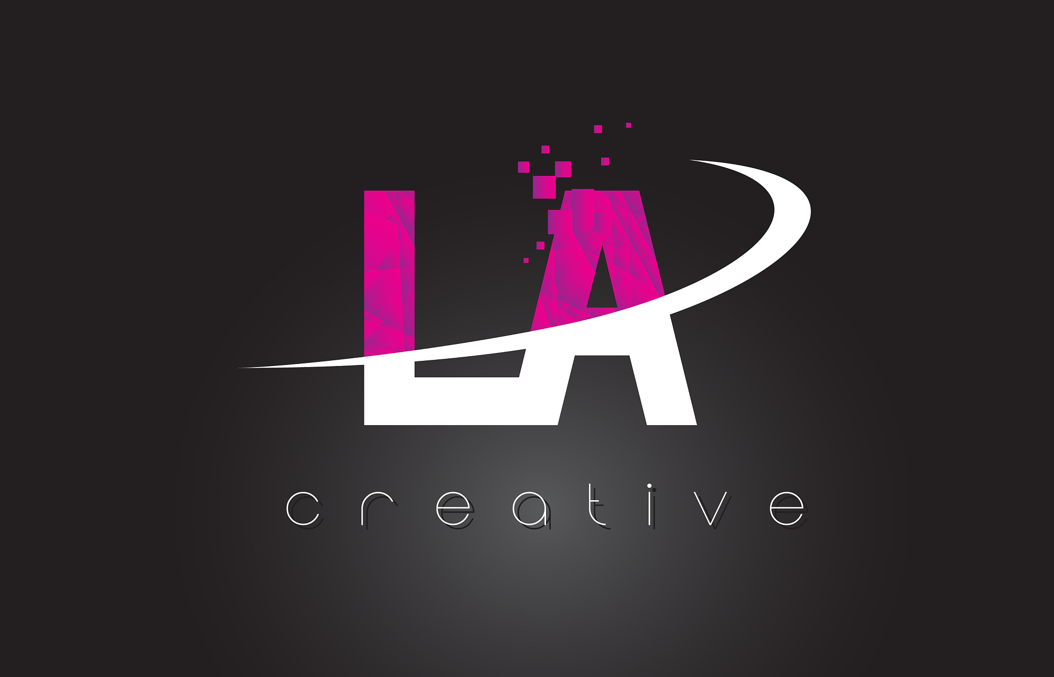 la l a creative letters design with white pink