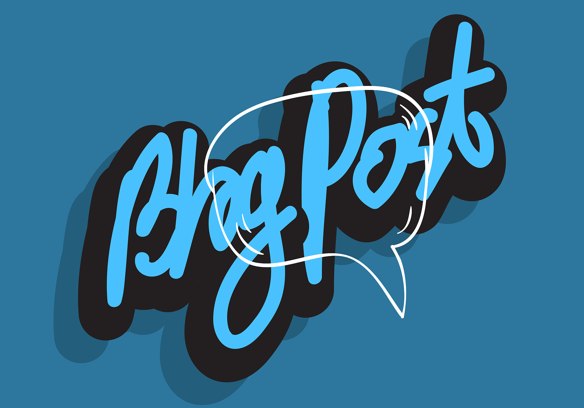 blog post artistic lettering type with a cartoon hand drawn sket