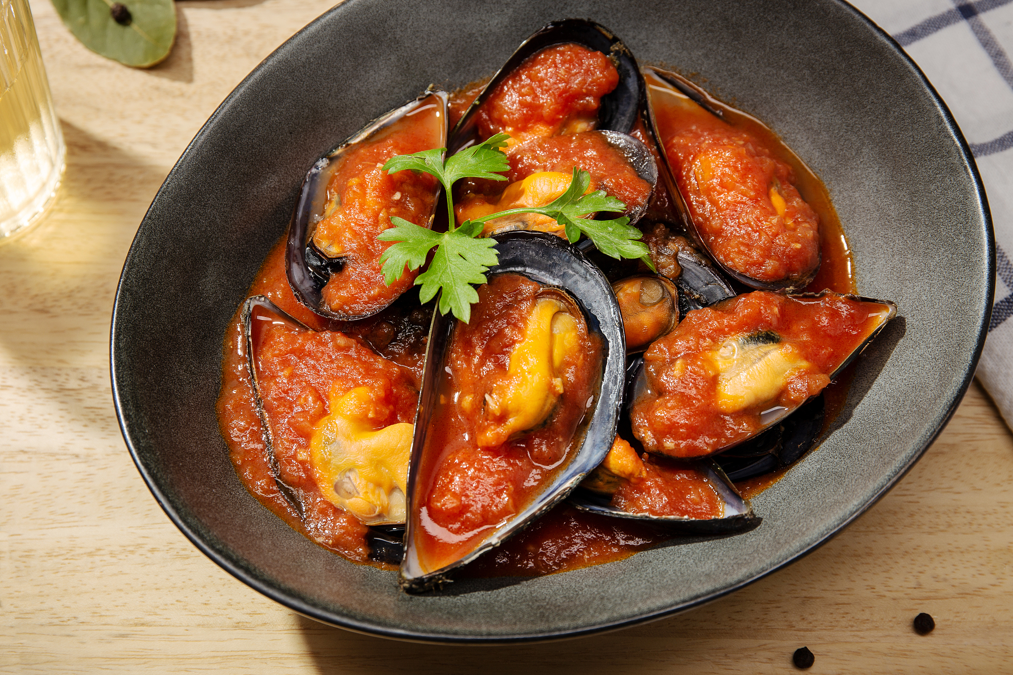high angle view of food in pan on table