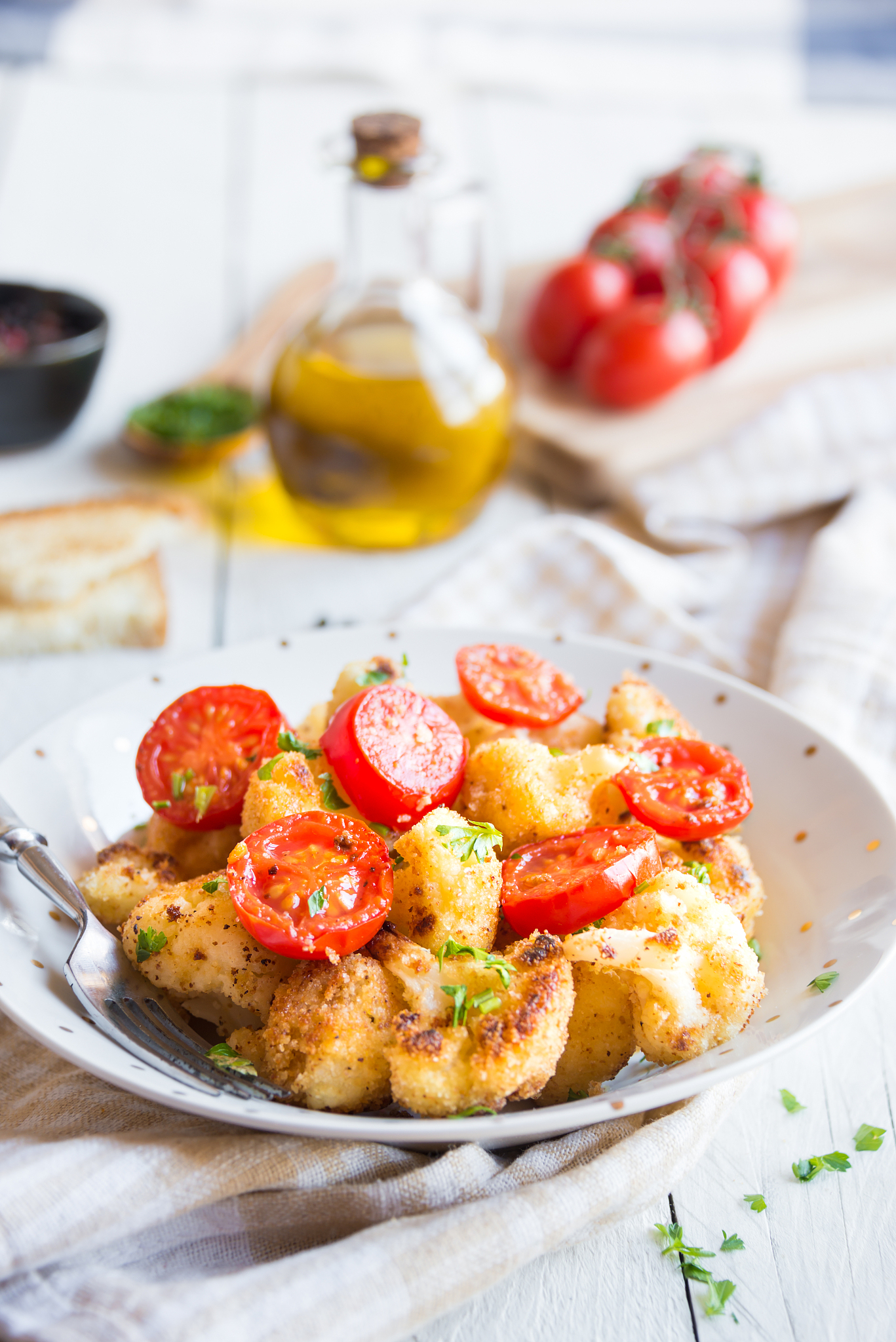 cooked cauliflower, a healthy vegetarian dish