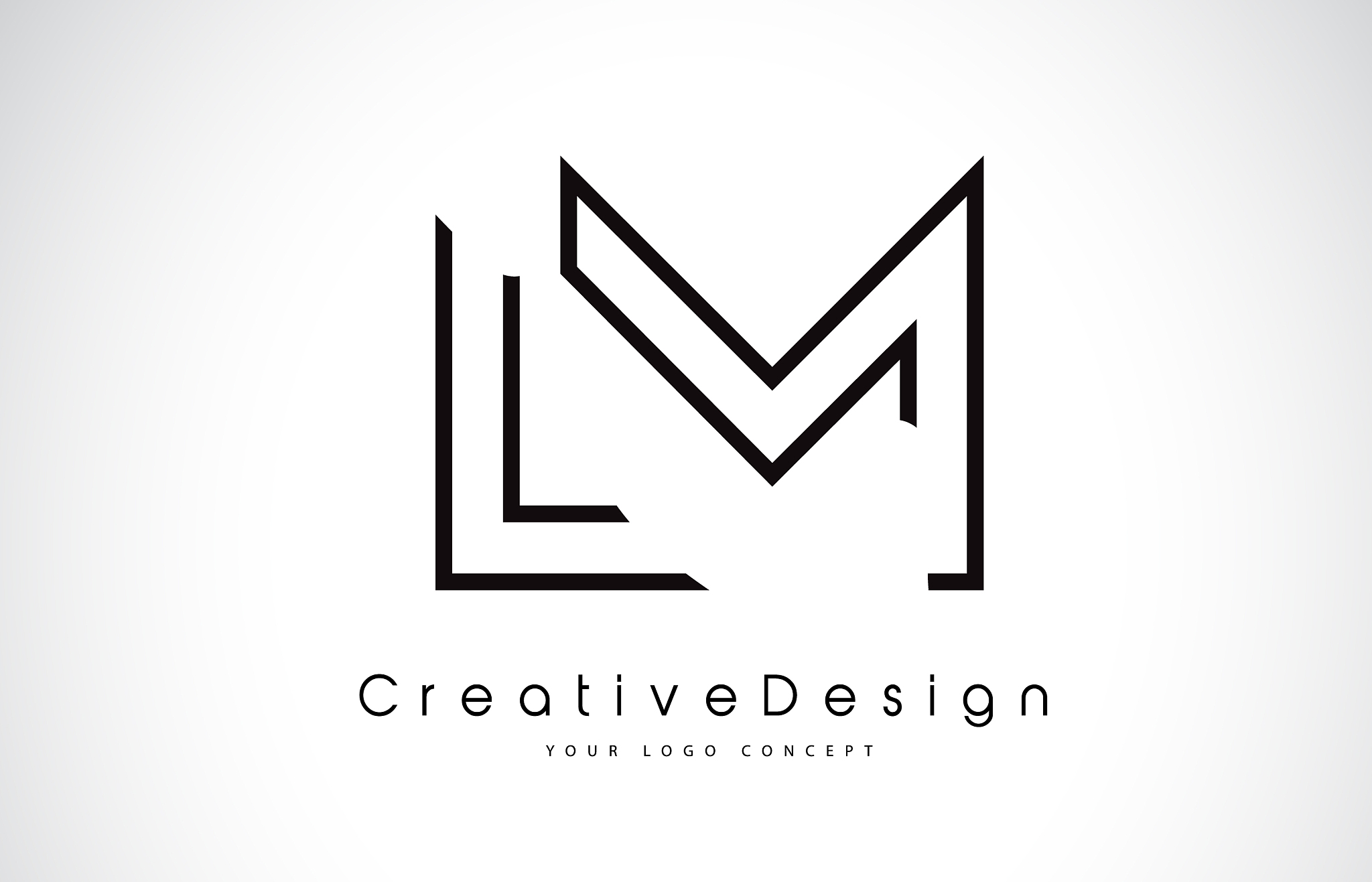 lm l m letter logo design in black colors