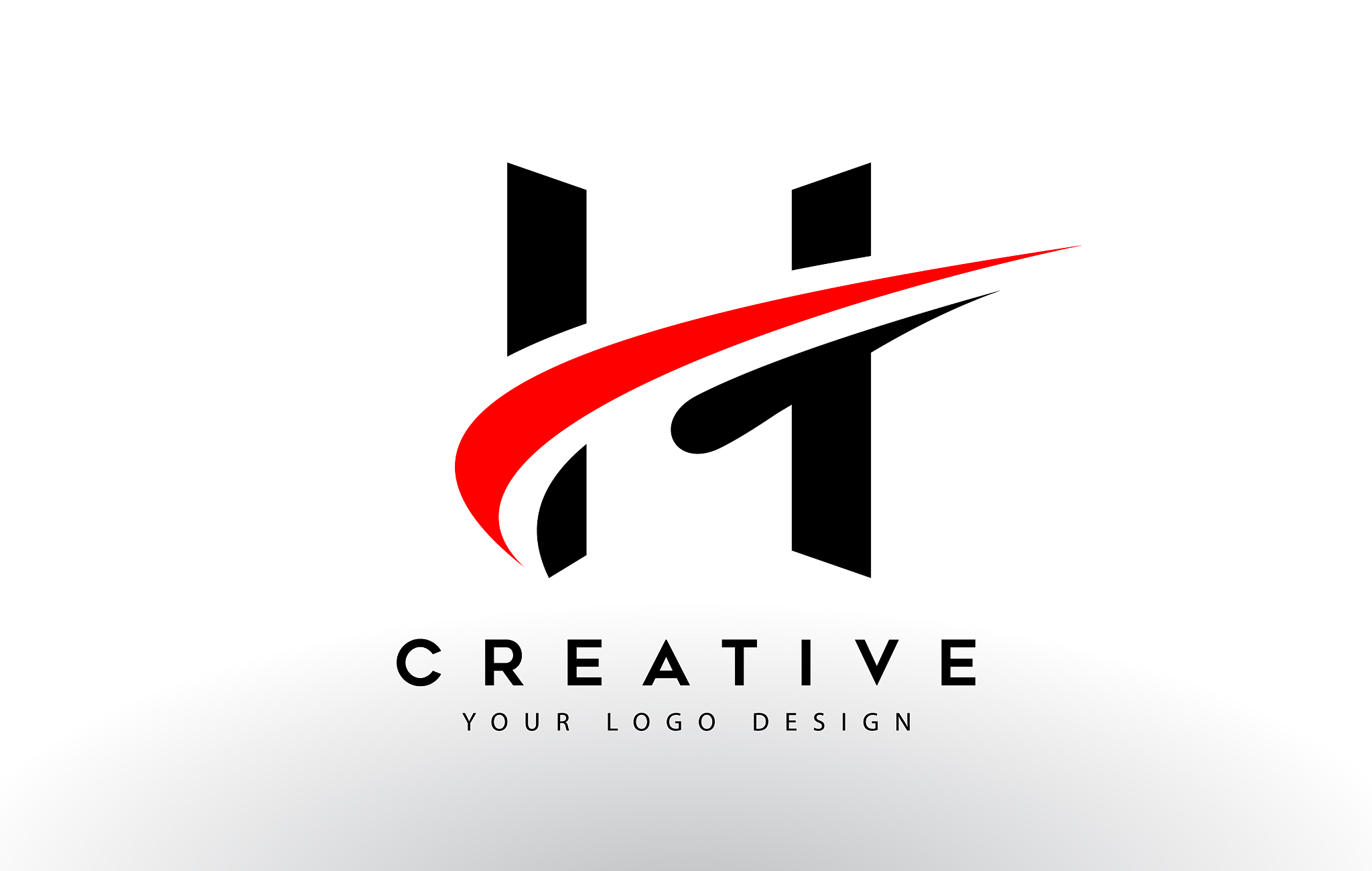 black and red creative h letter logo design with