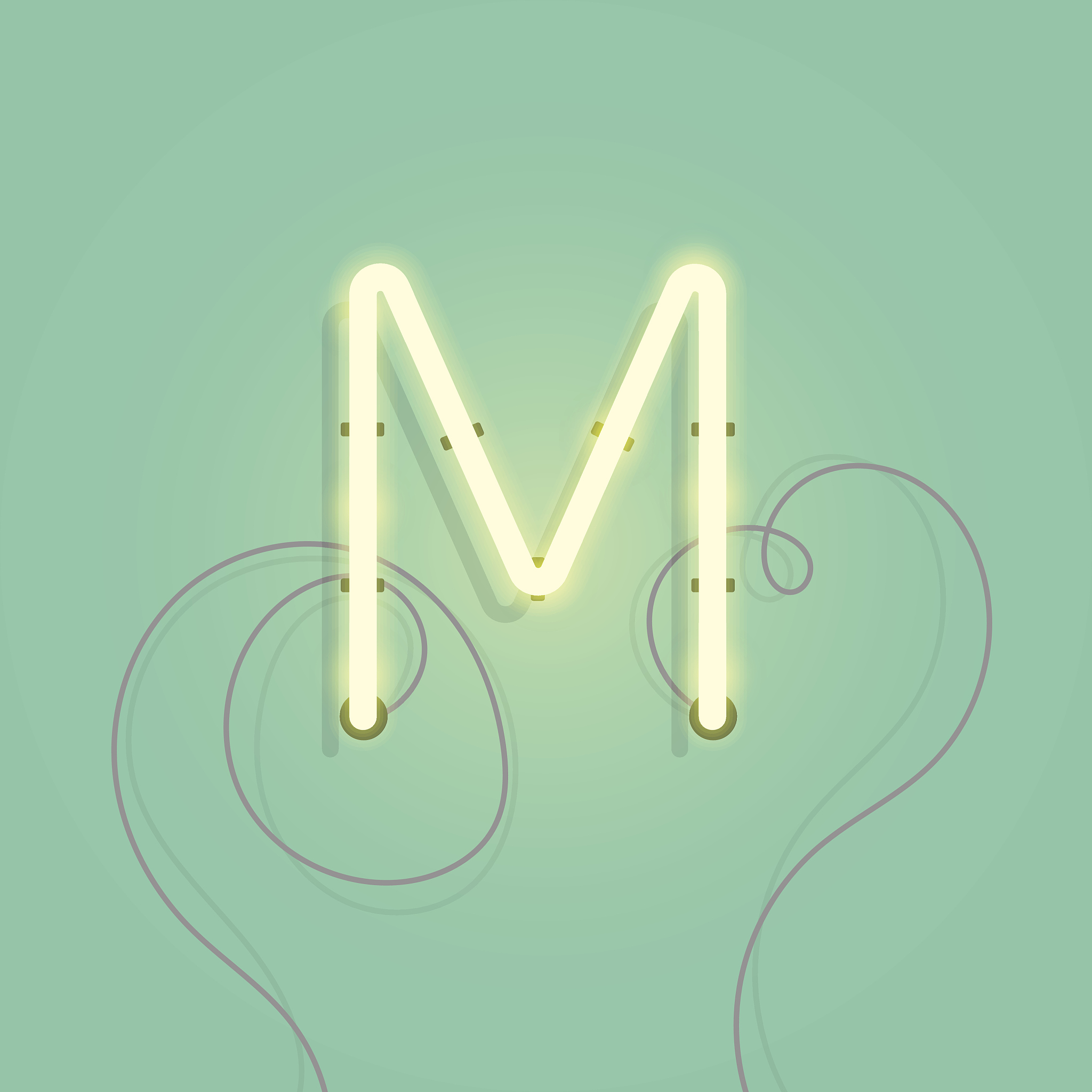 neon character m vector illustration