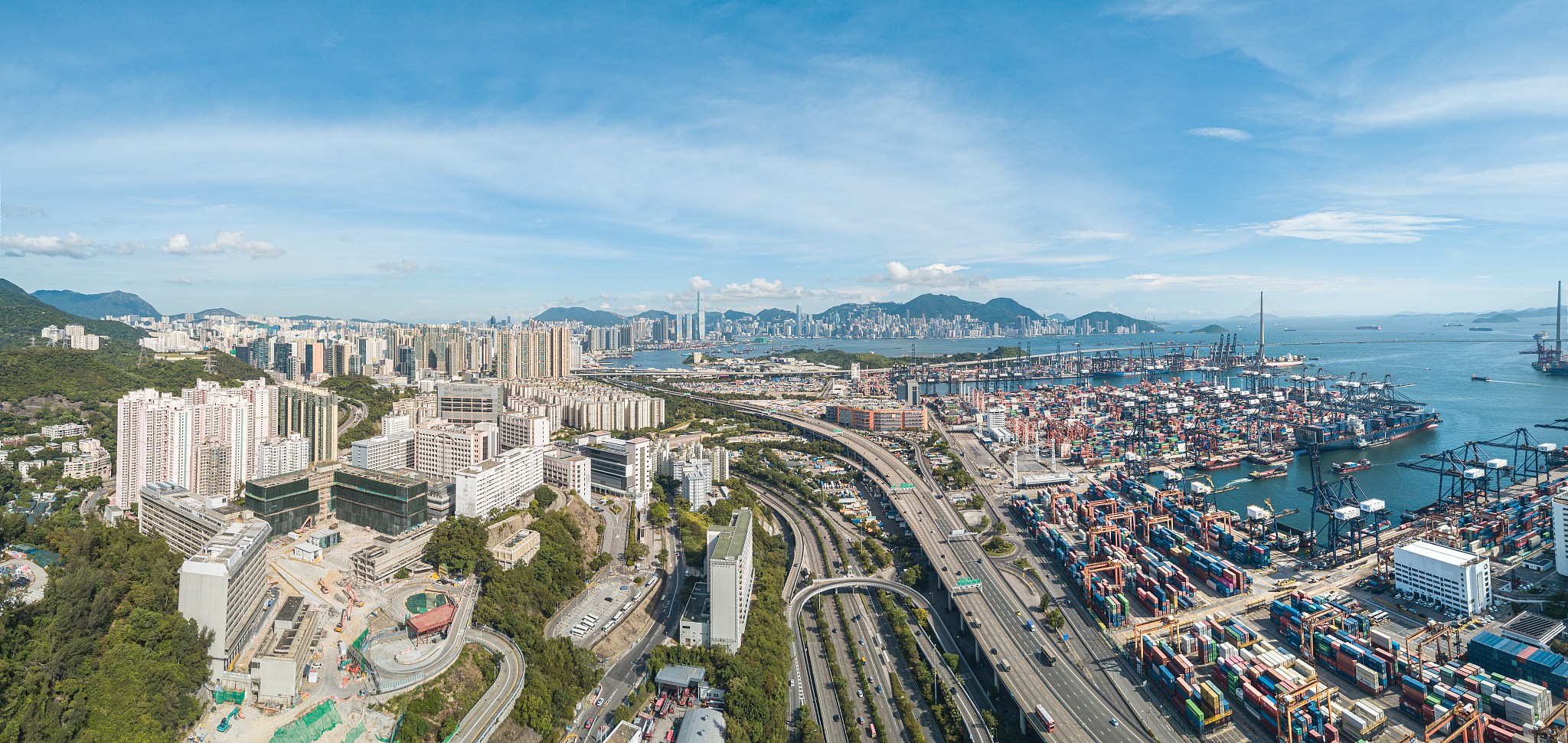 香港青衣国际货柜码头航拍全景国际,经济,商业,海运,货品金融