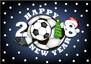 happy new year and soccer ball