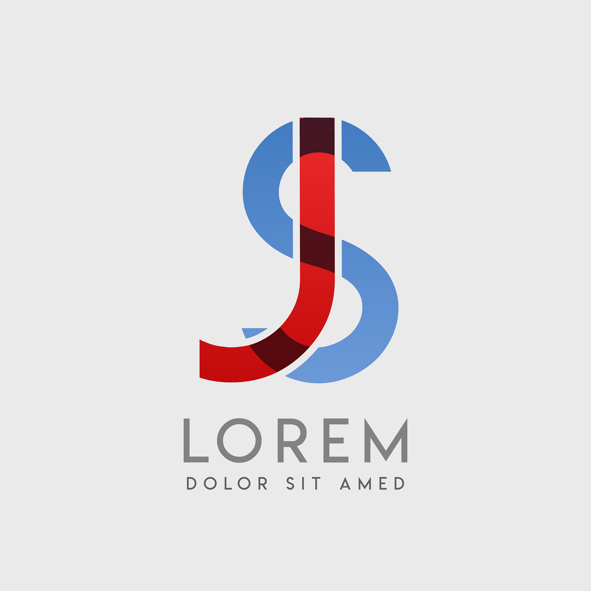 js logo letters with blue and red gradation