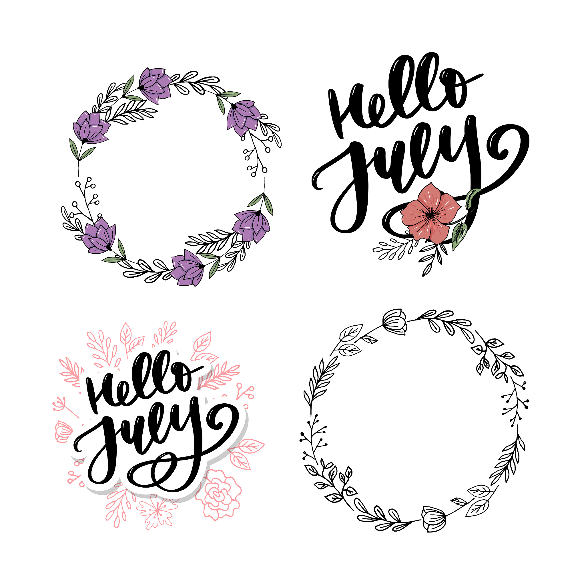 hello july lettering print. summer minimalistic illustration. is
