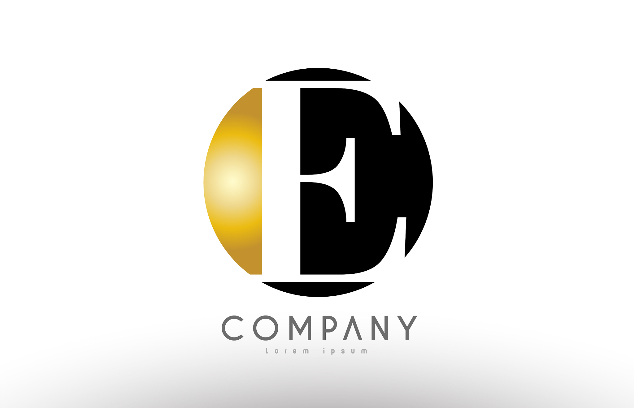 e black white gold golden letter logo design