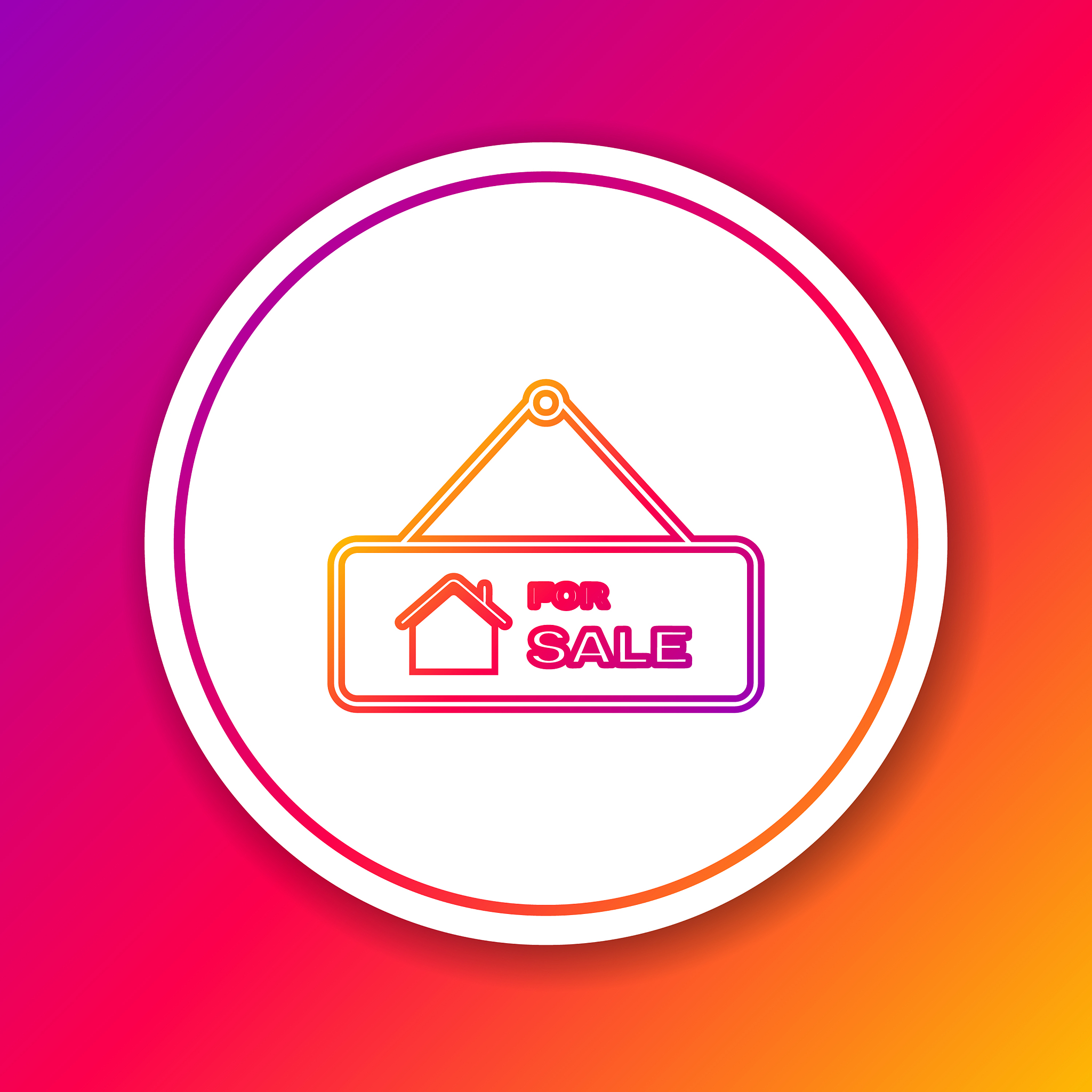 color line hanging sign with text for sale icon