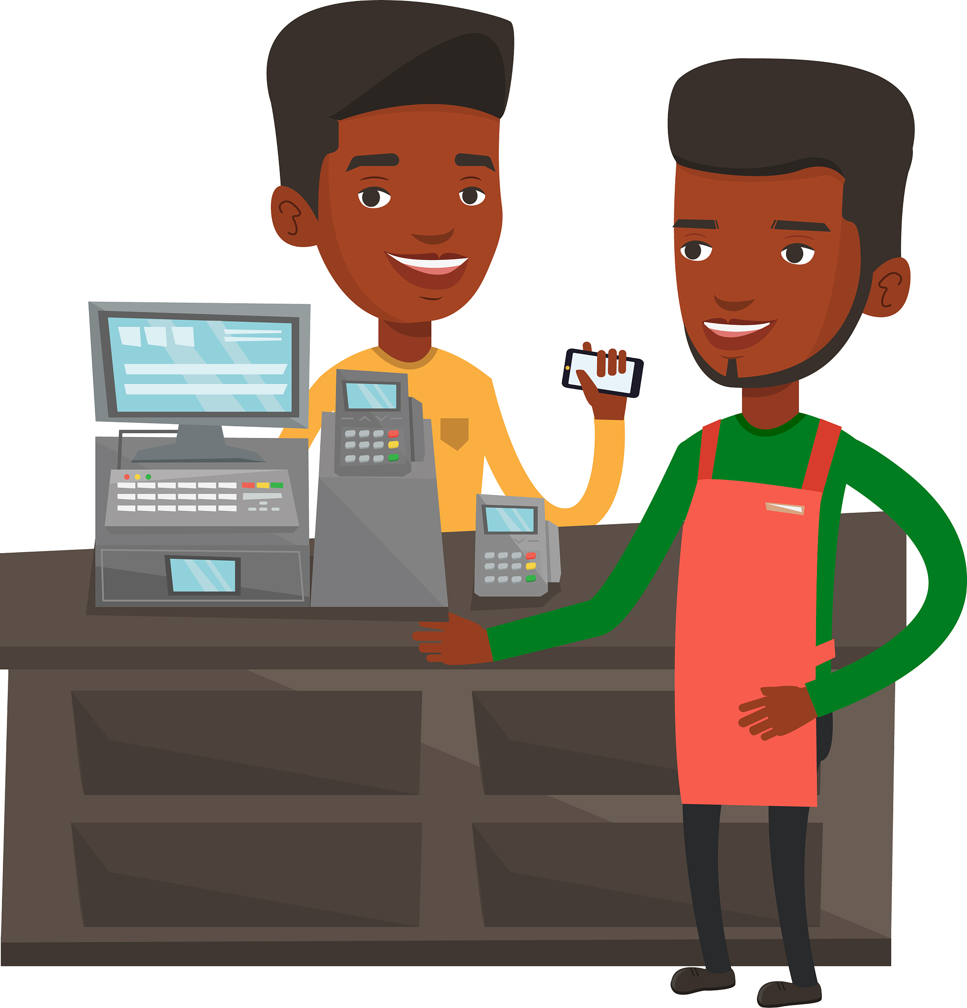customer paying wireless with smartphone