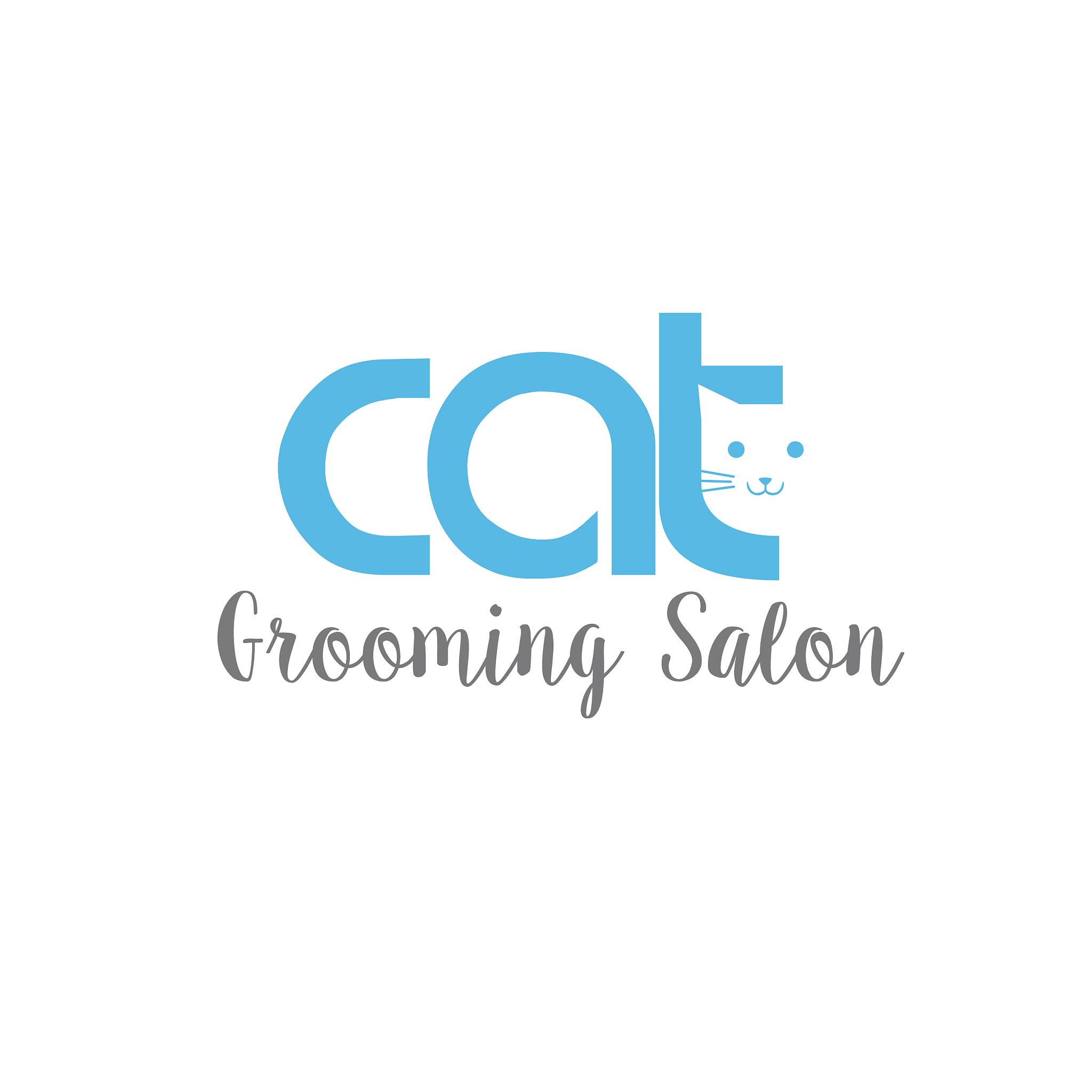 cat grooming salon logo blue template