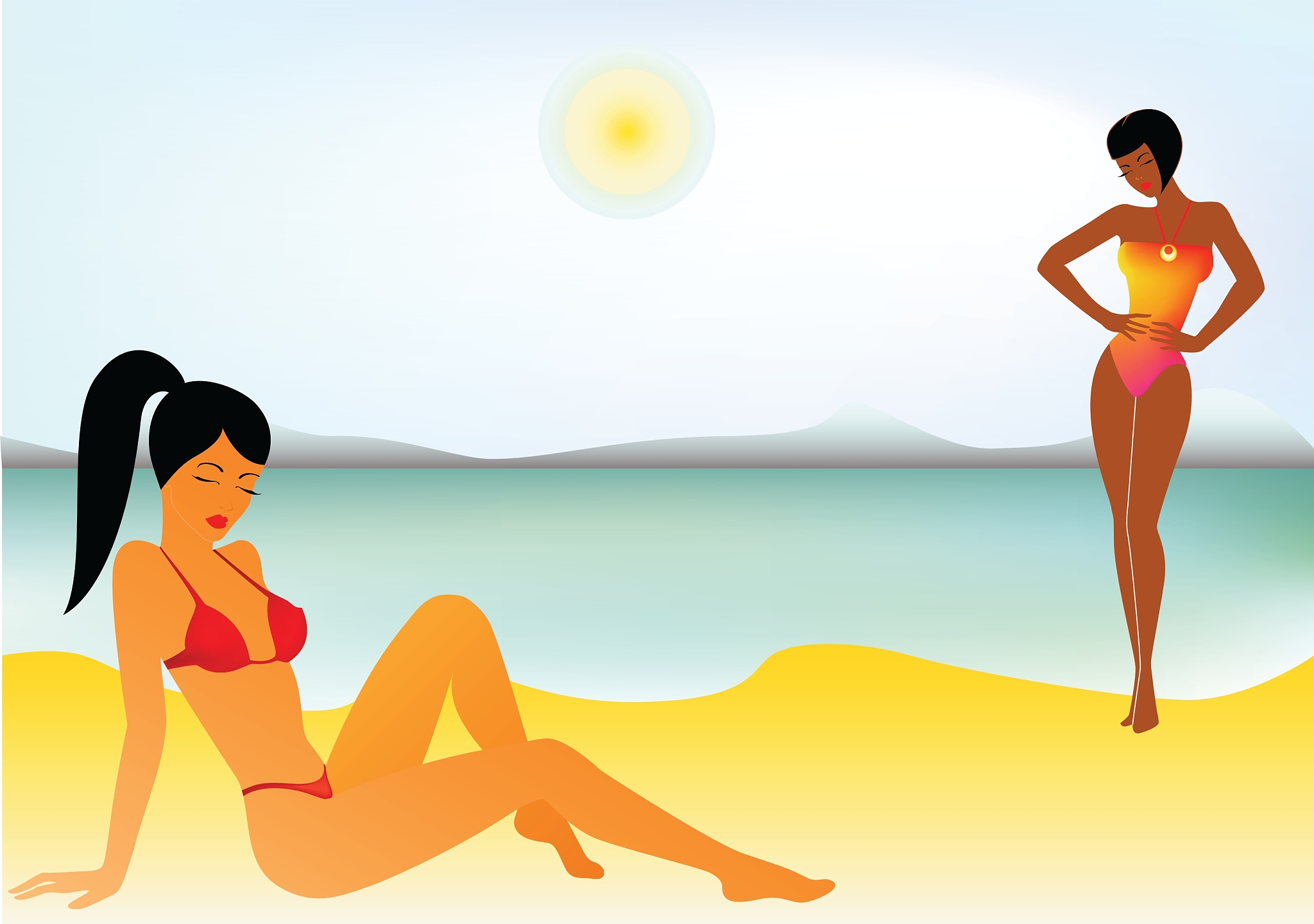 无法提供图片创作 - 但我能解答关于沙滩美女的问题