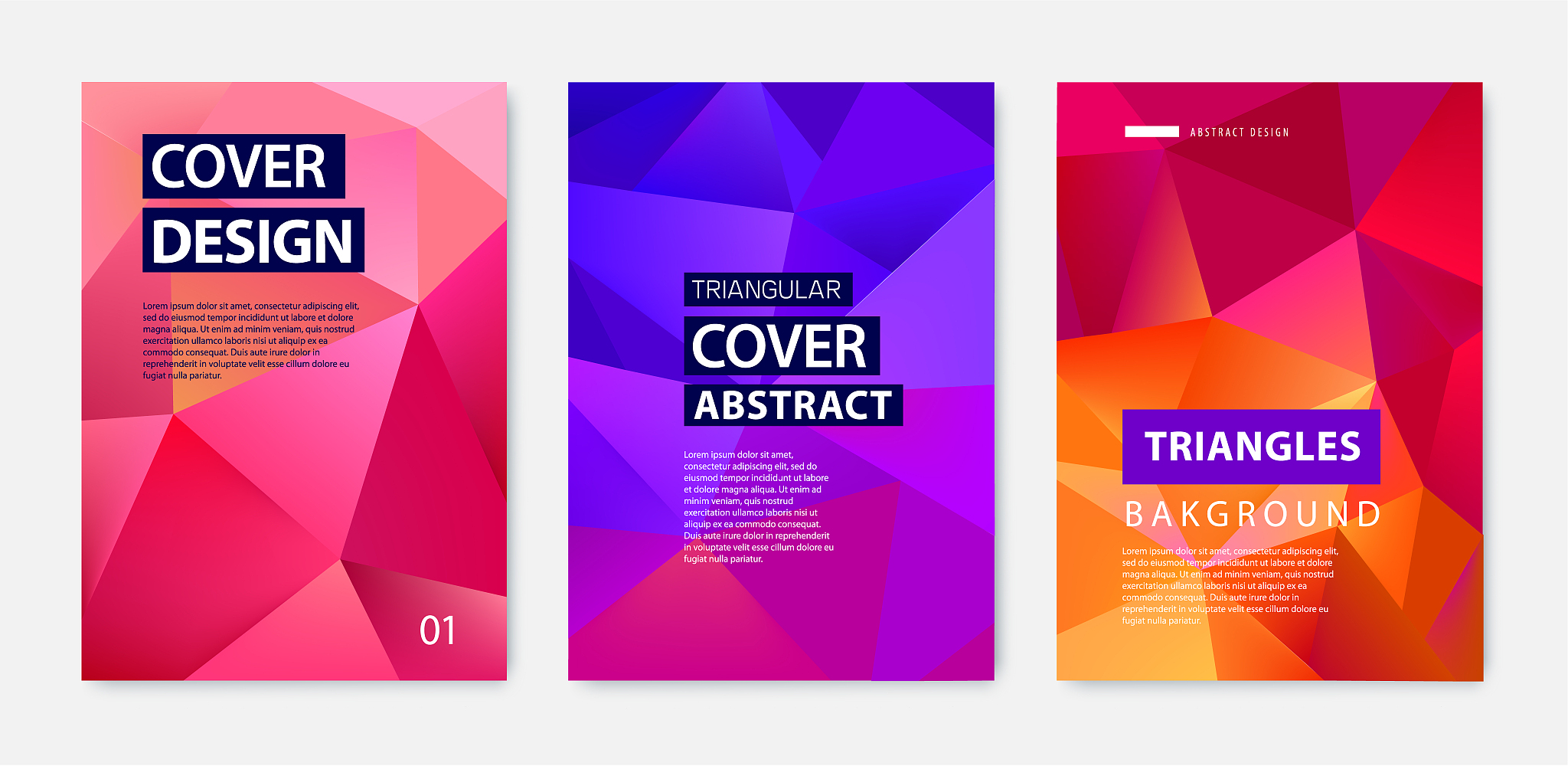 vector set of abstract geometric covers, banners, posters, flyer