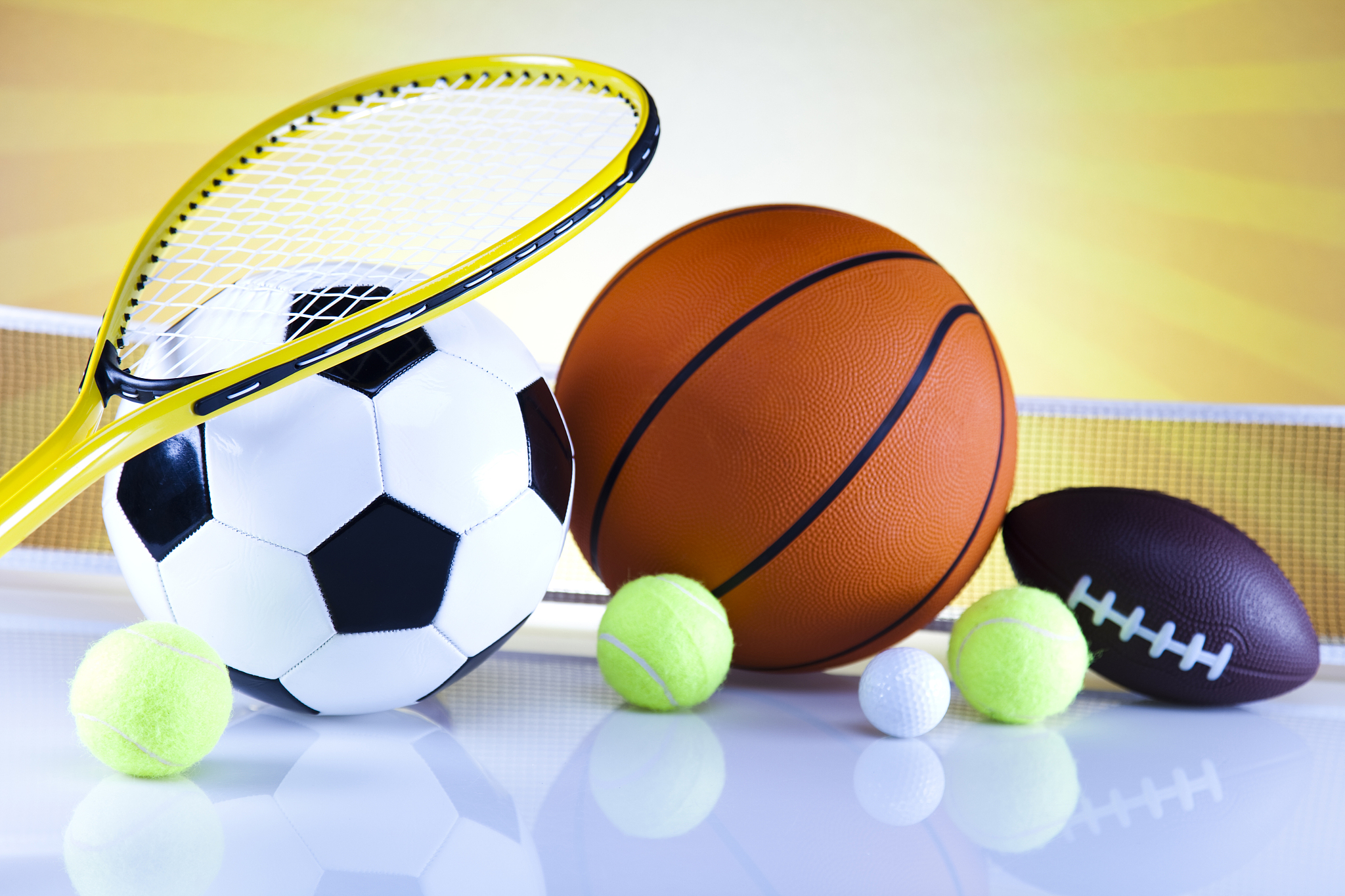 group of sports equipment