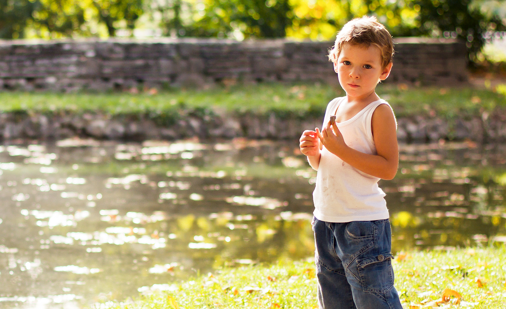 cute little boy toddler playing
