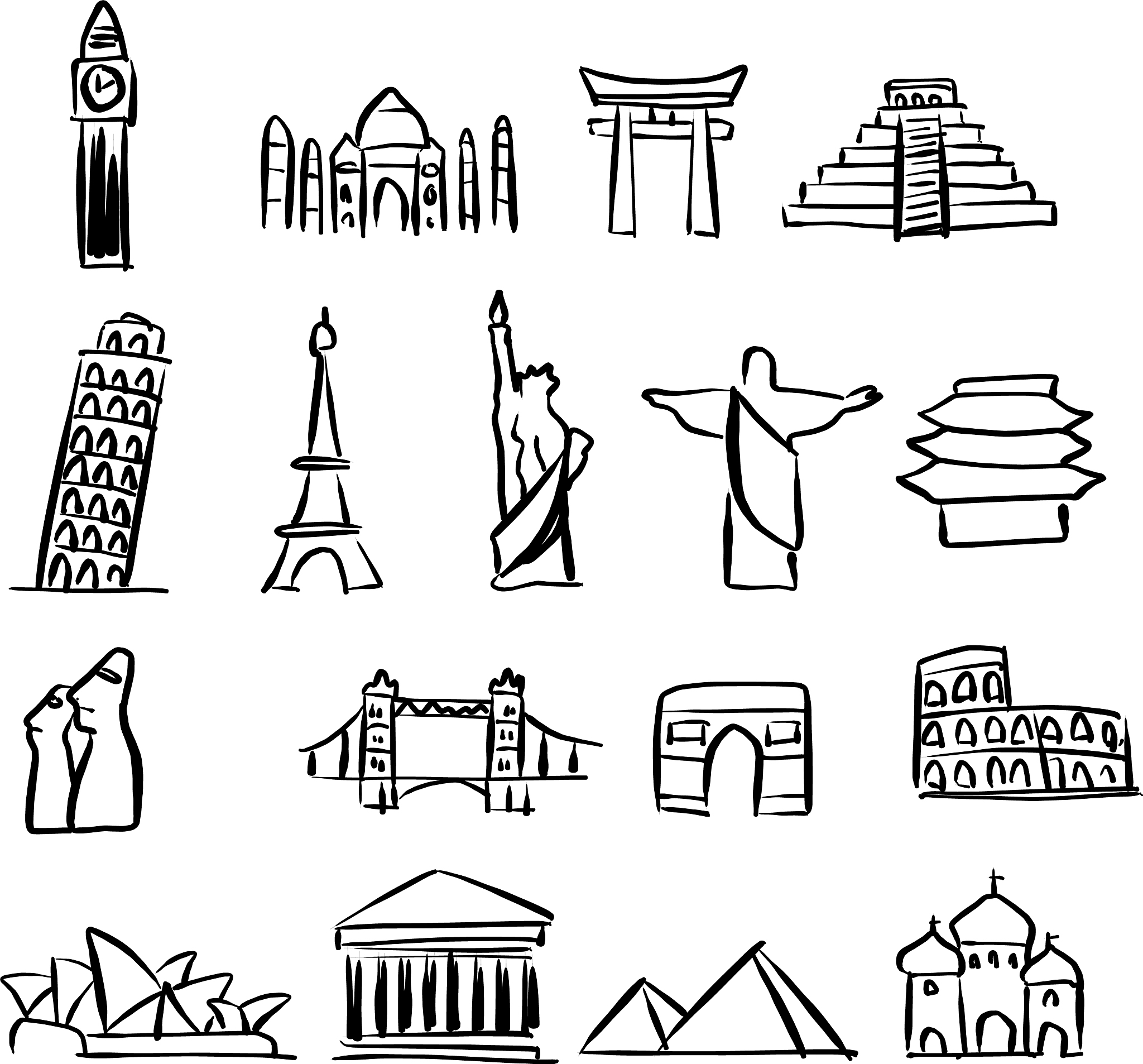 icon set of famous landmarks around the world