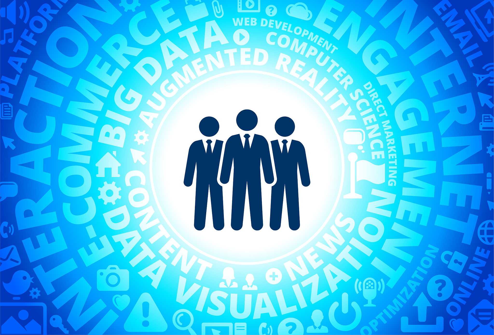 business group icon on internet modern technology words backgrou