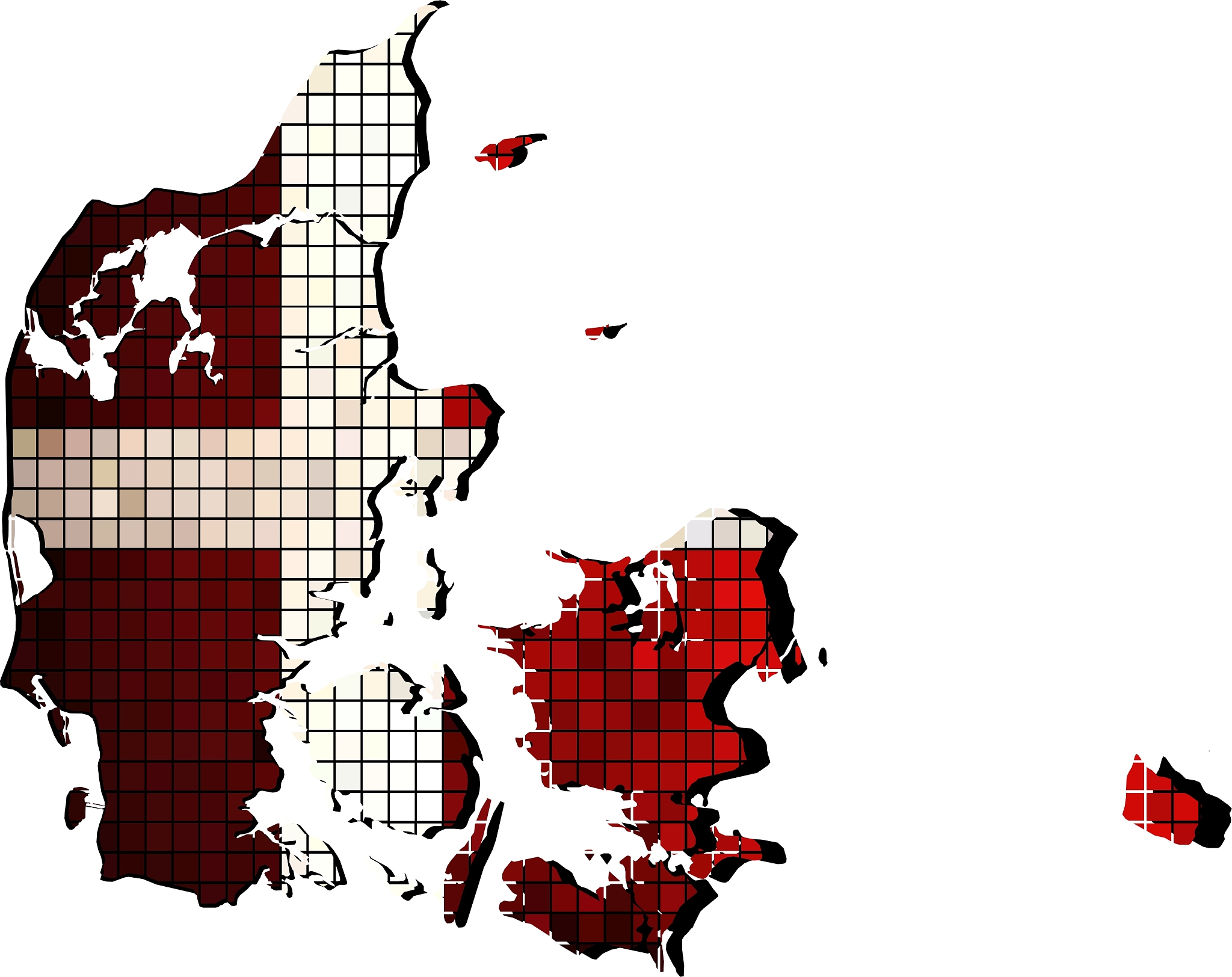 denmark map with flag inside