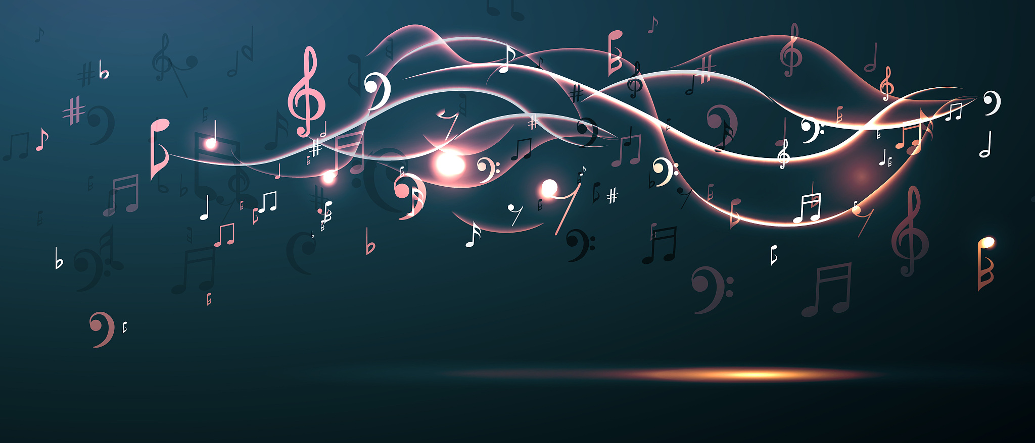 music background abstract music notes and musical key. fun conce