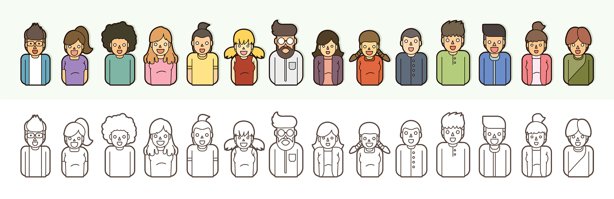 icon set people cute cartoon graphic