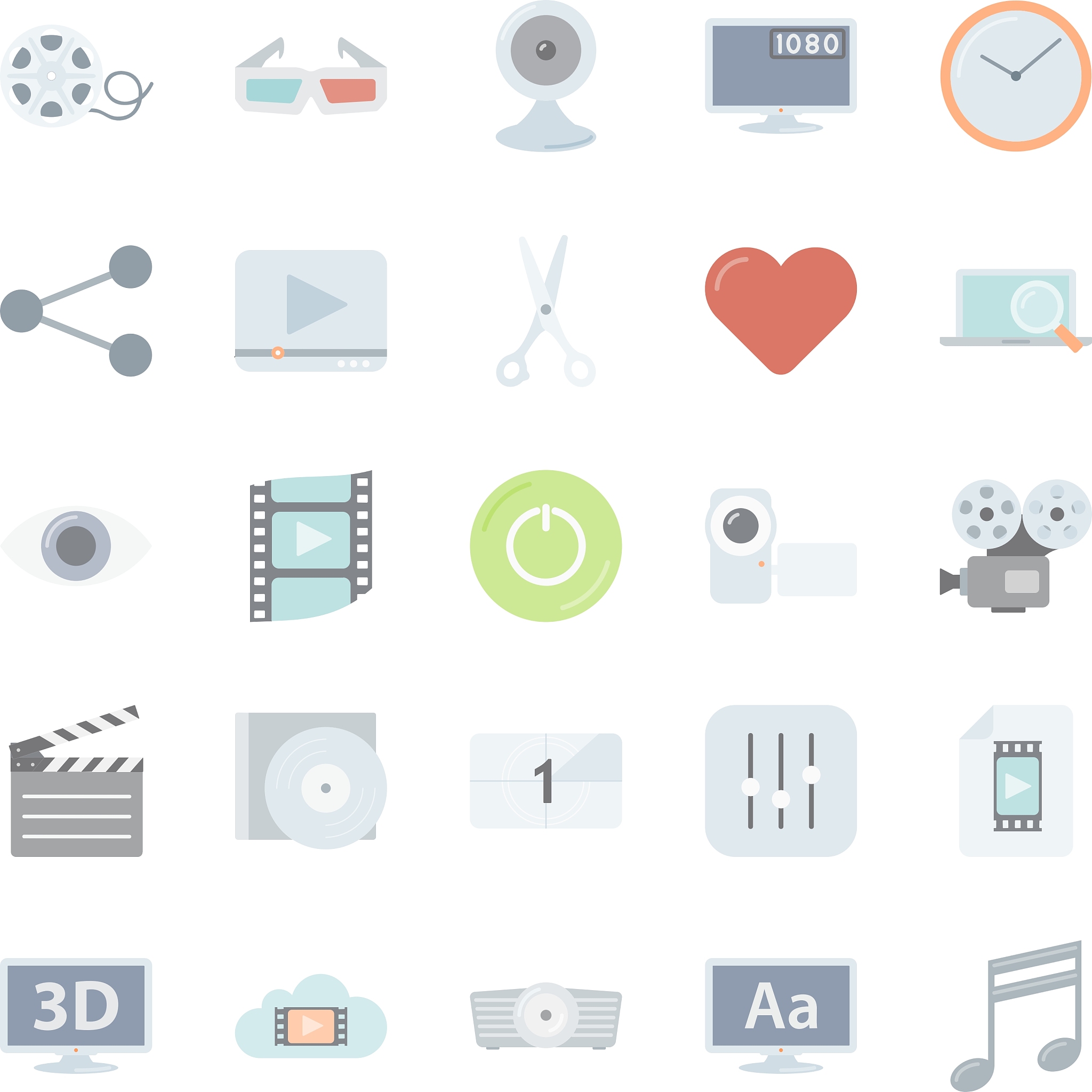 video flat icons set