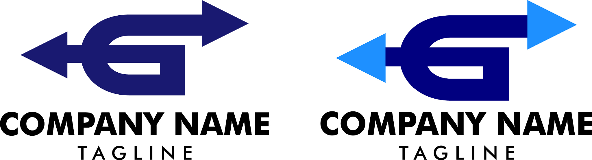 set initial letter g arrow logo template design