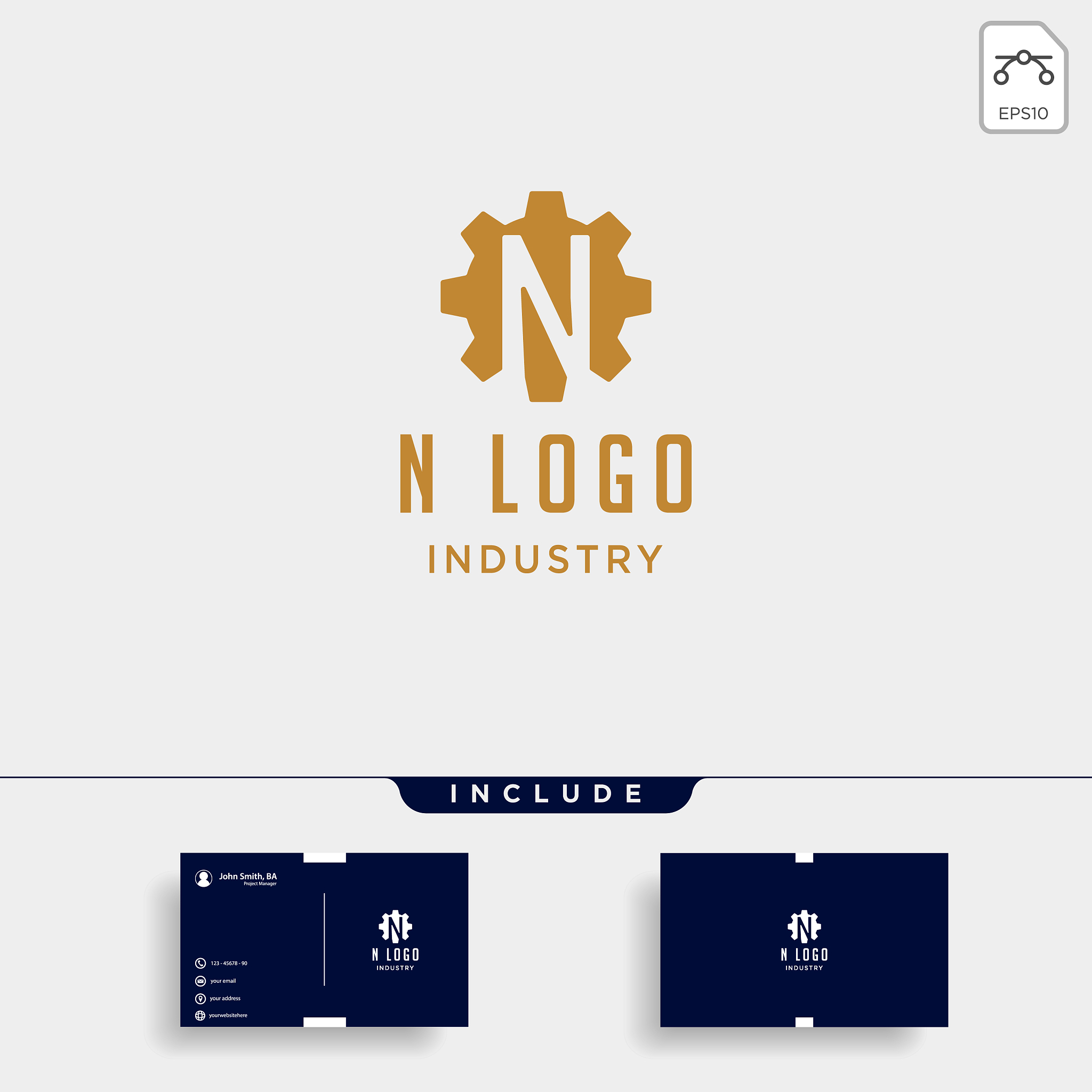 gear machine logo initial n industry icon design