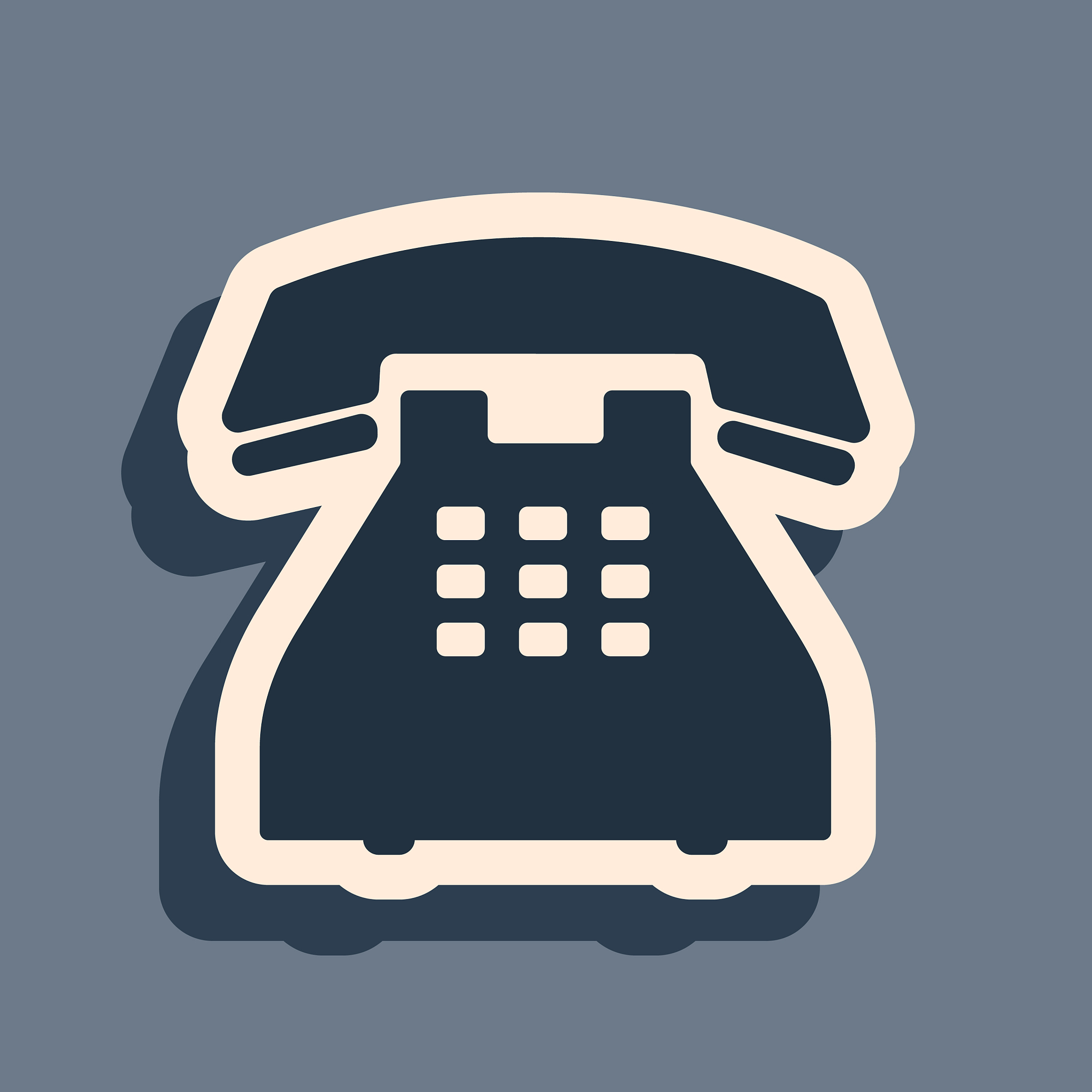 black telephone icon isolated on grey background