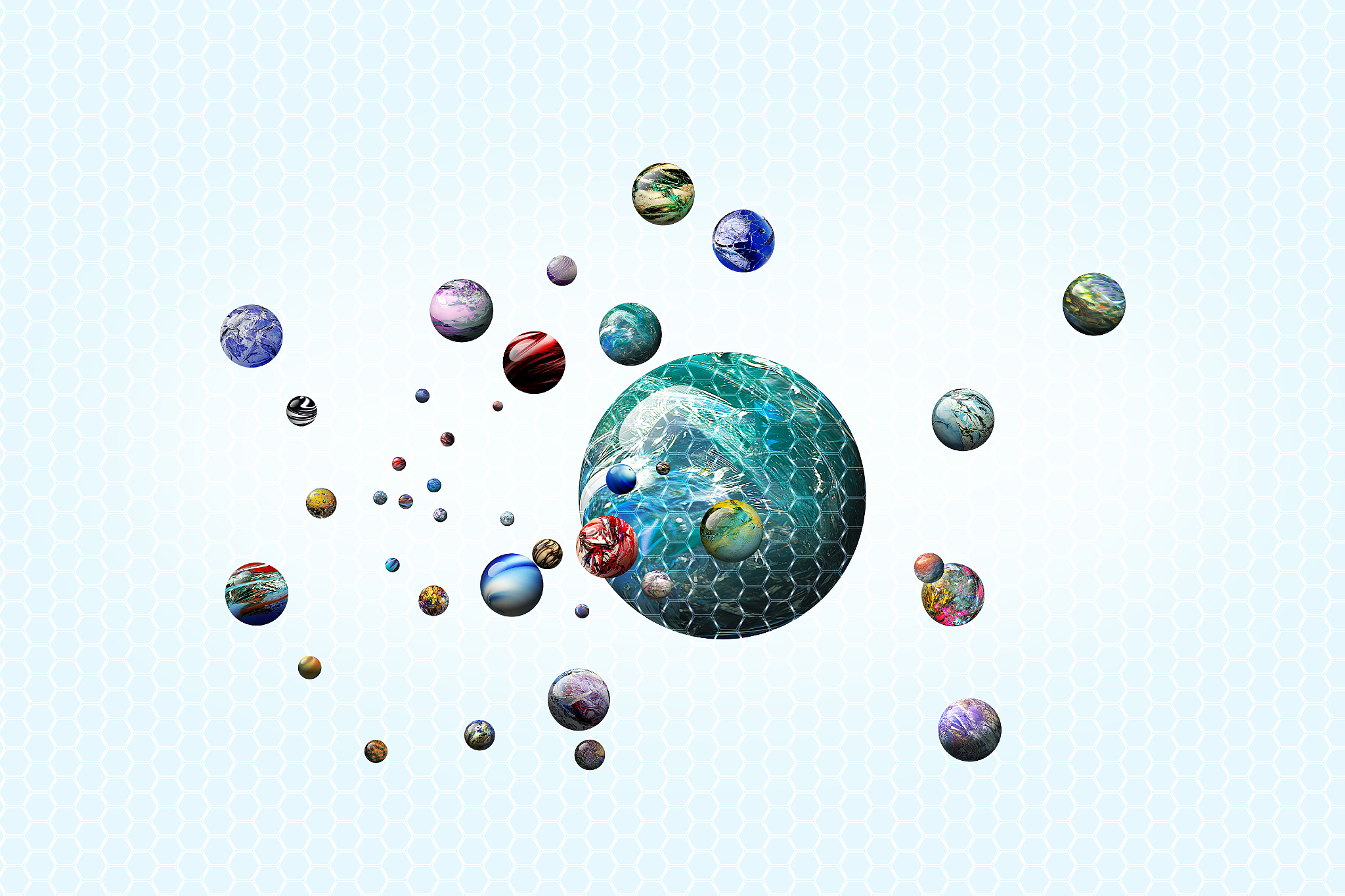 images of atoms and molecules viewed with ai and nanotechnology.