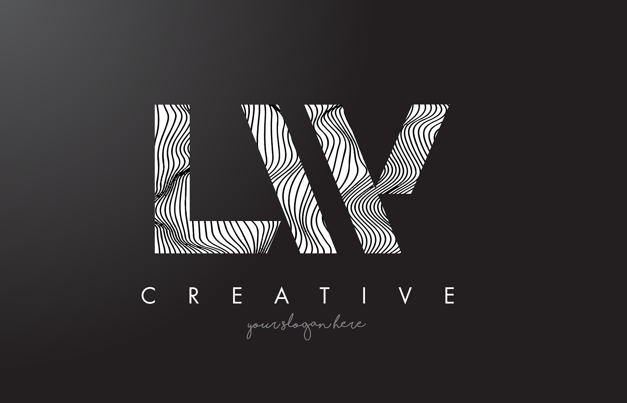 lw l w letter logo with zebra lines texture