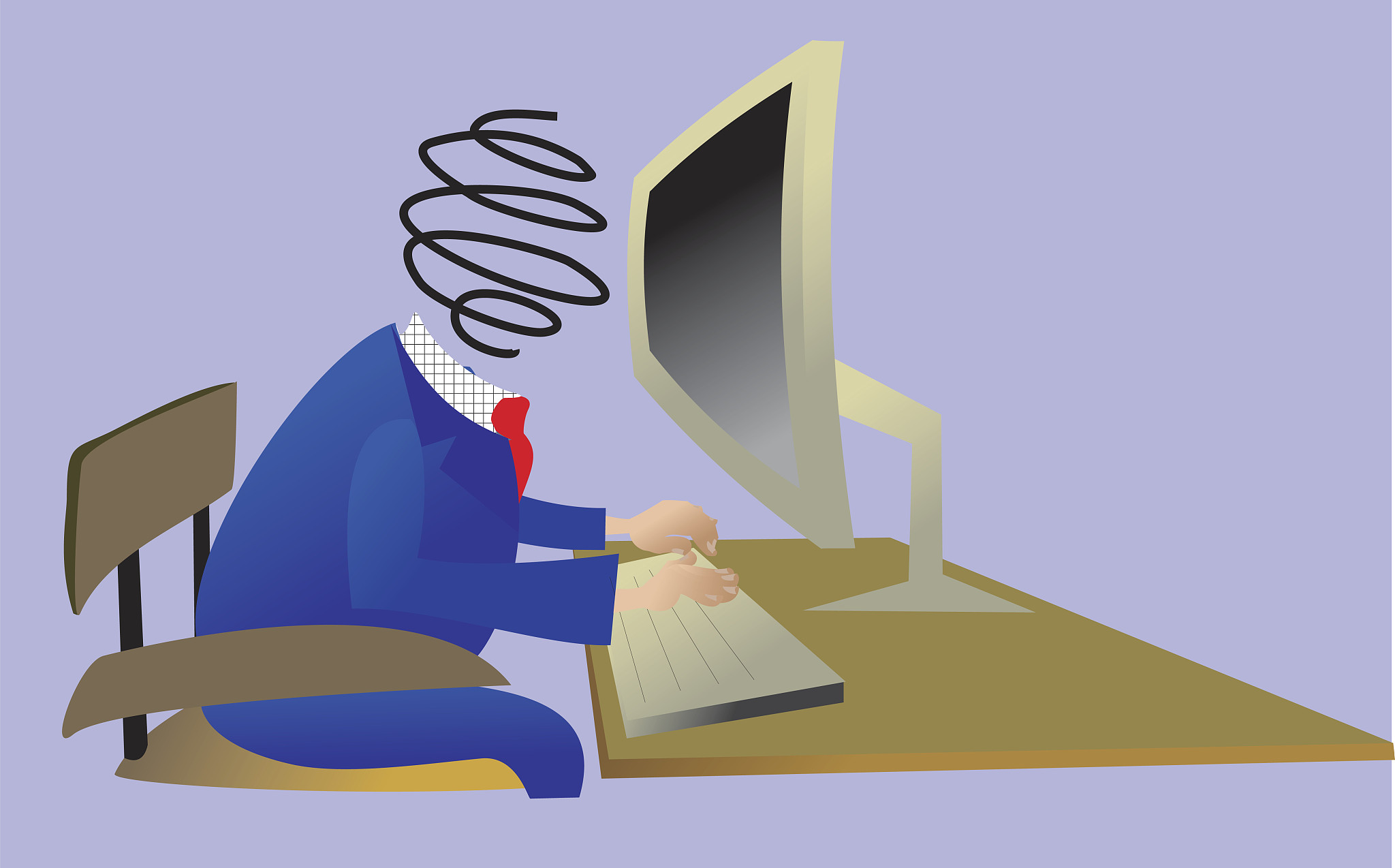 side profile of a businessman using a computer