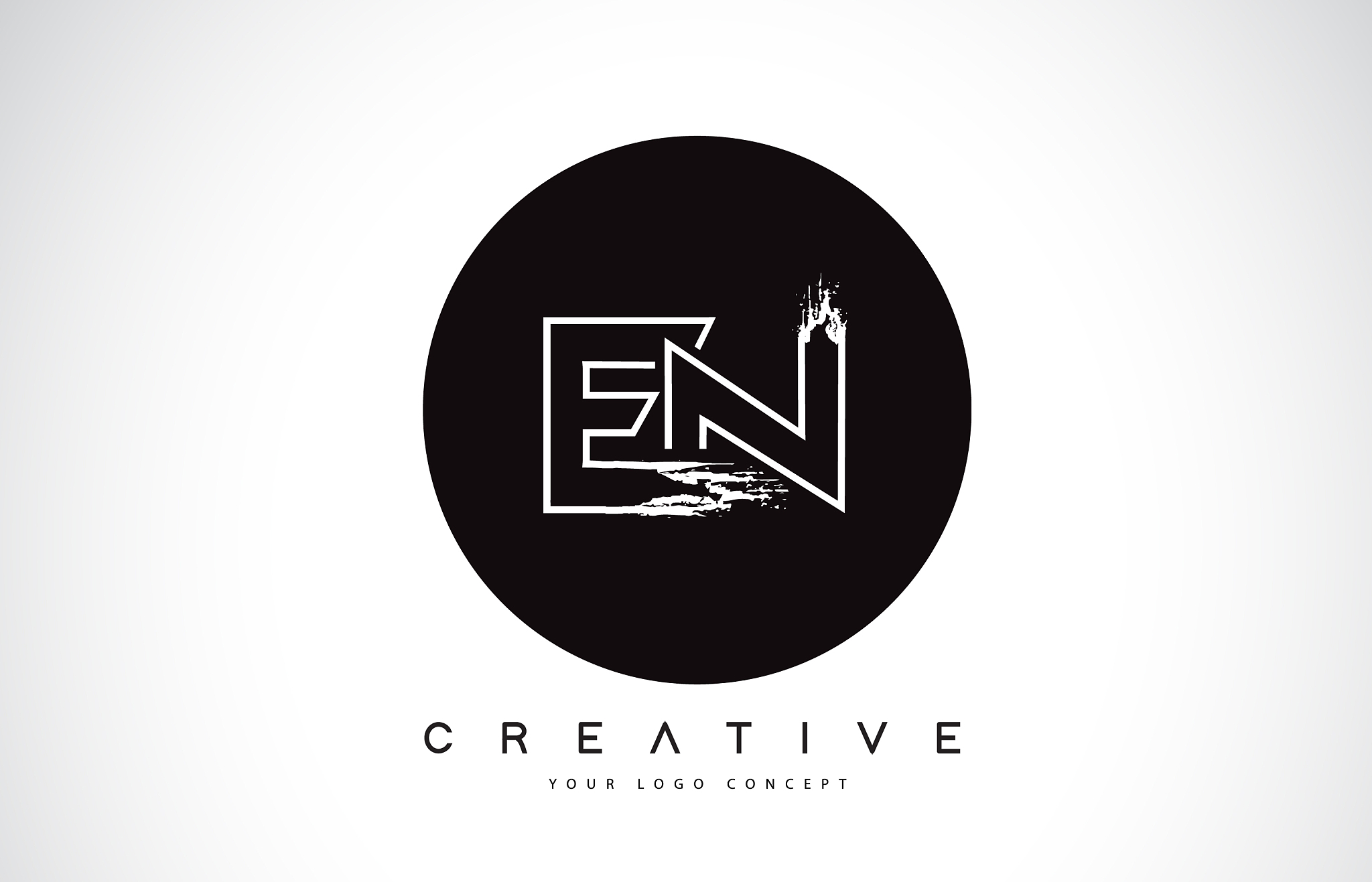 en modern leter logo design with black and white