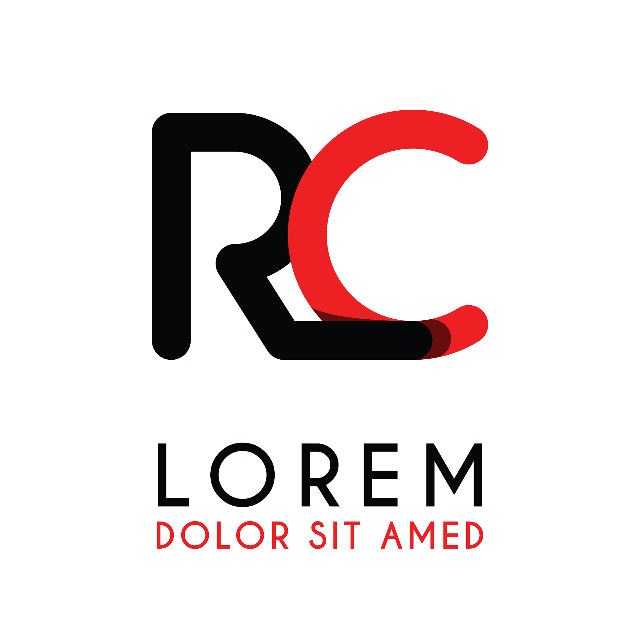 initial letter rc with red black and has rounded