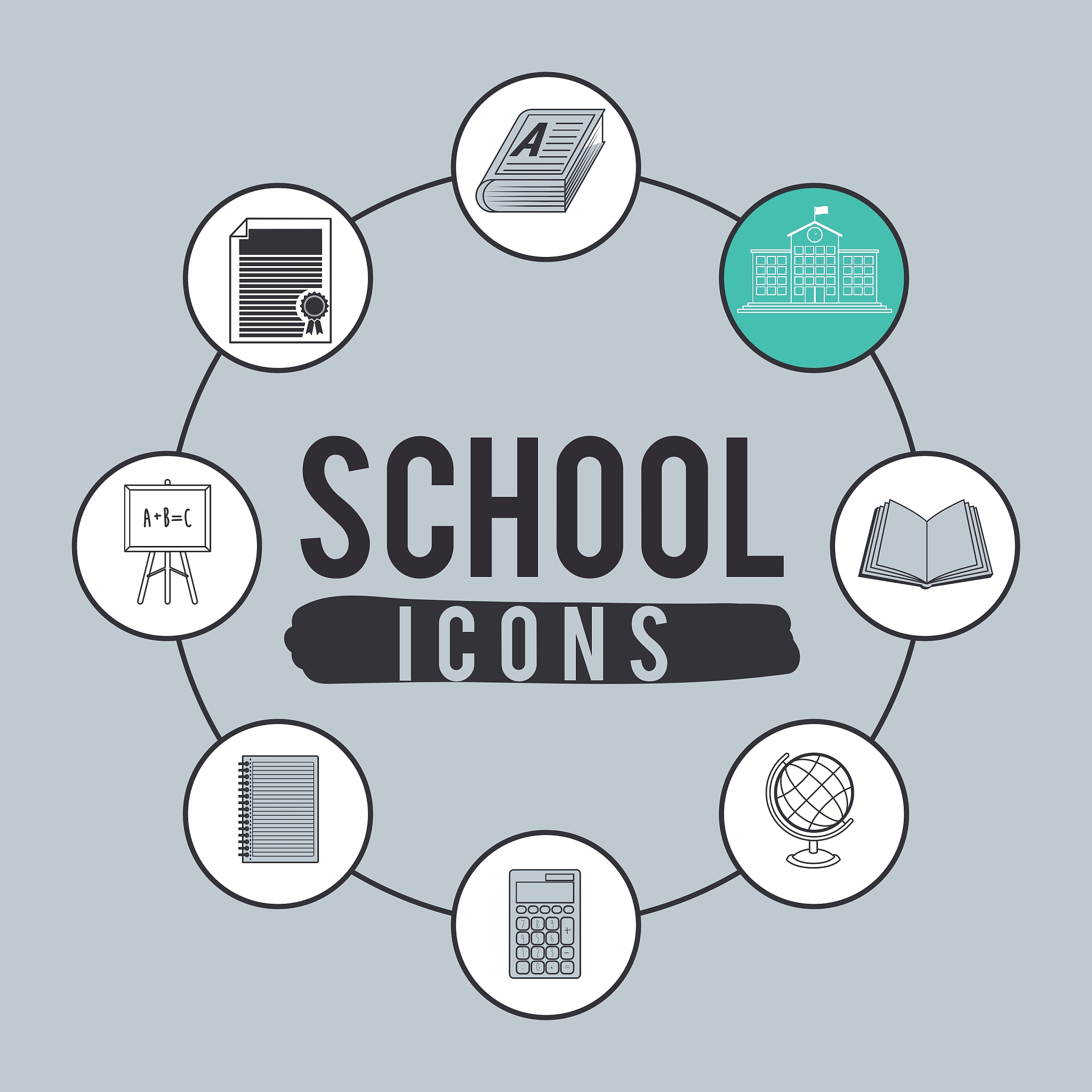 set school icons design