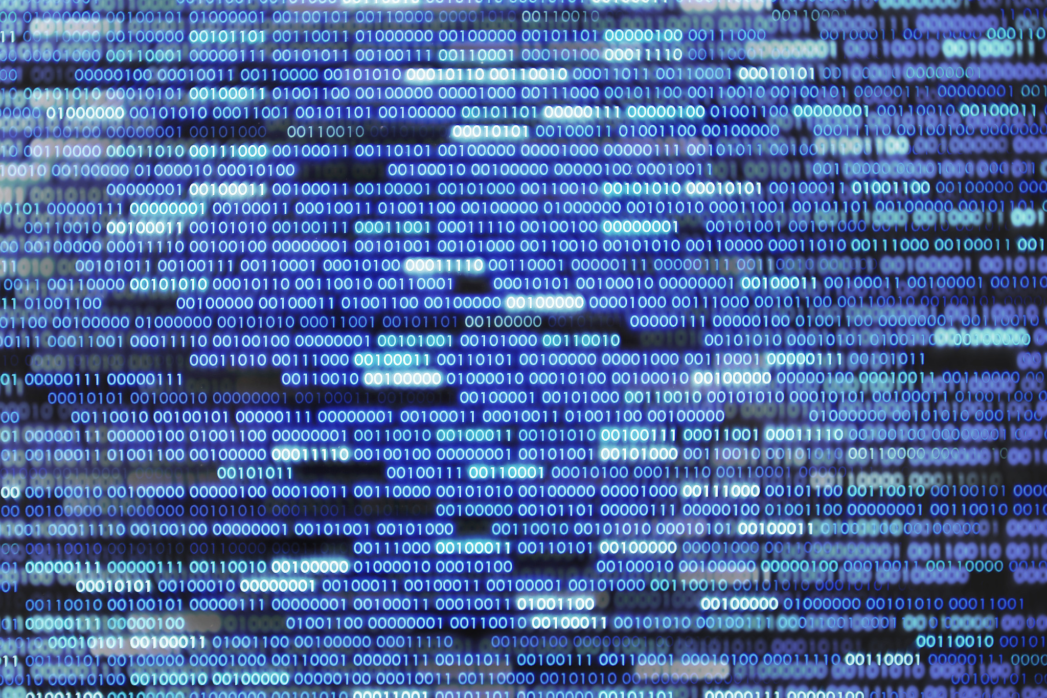cyber world information transfer. digital binary numbers one and