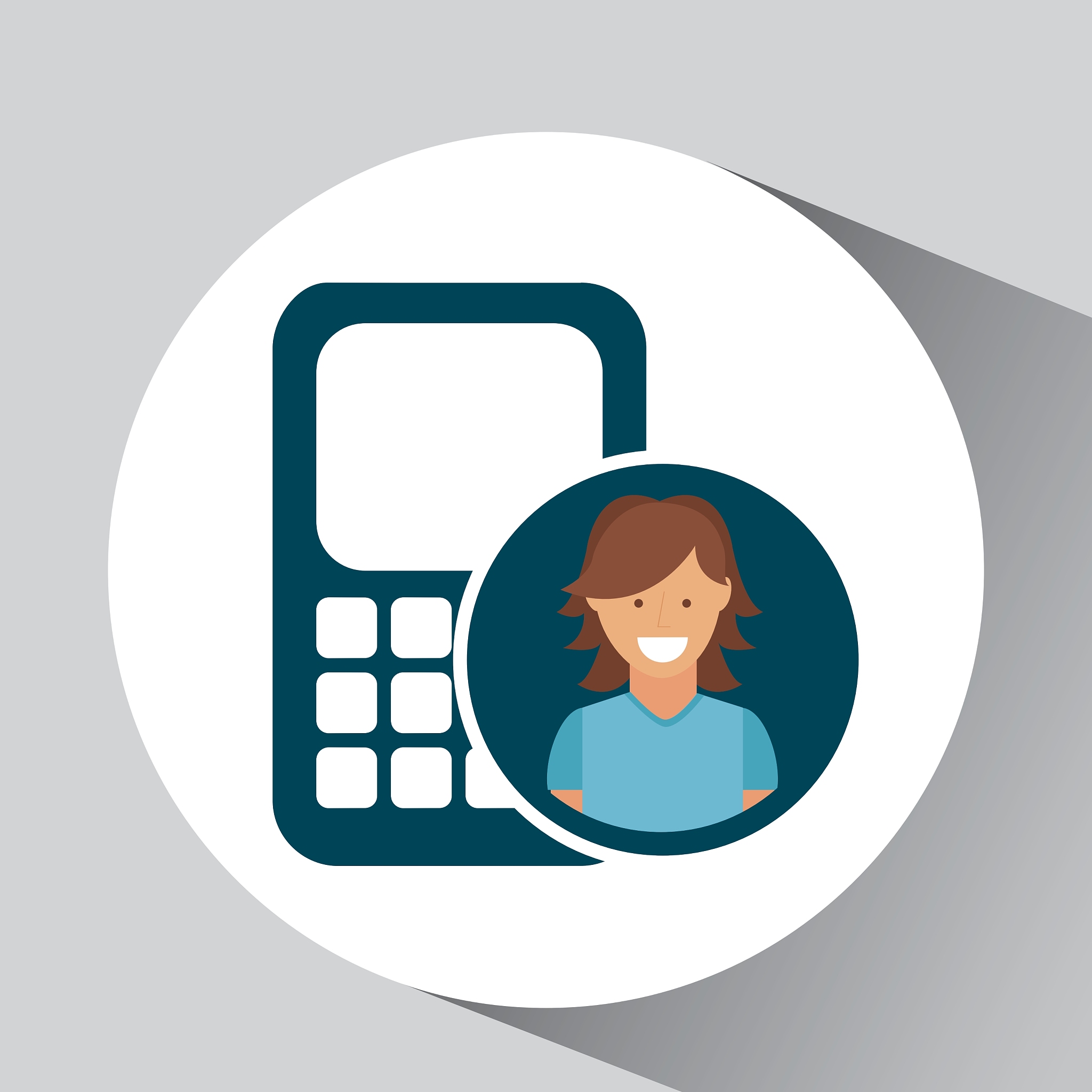 character girl calculator social media concept