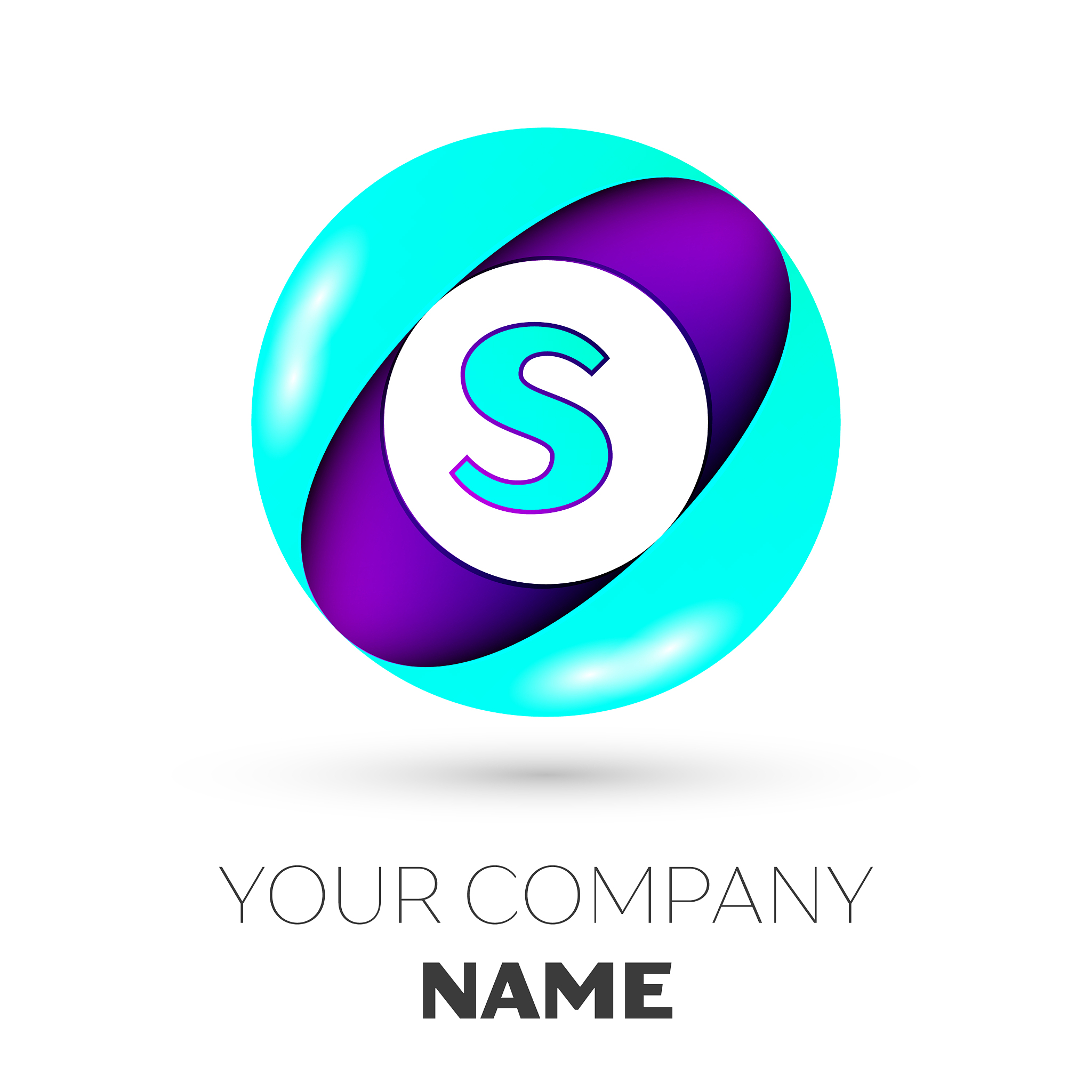 realistic letter s logo in colorful circle