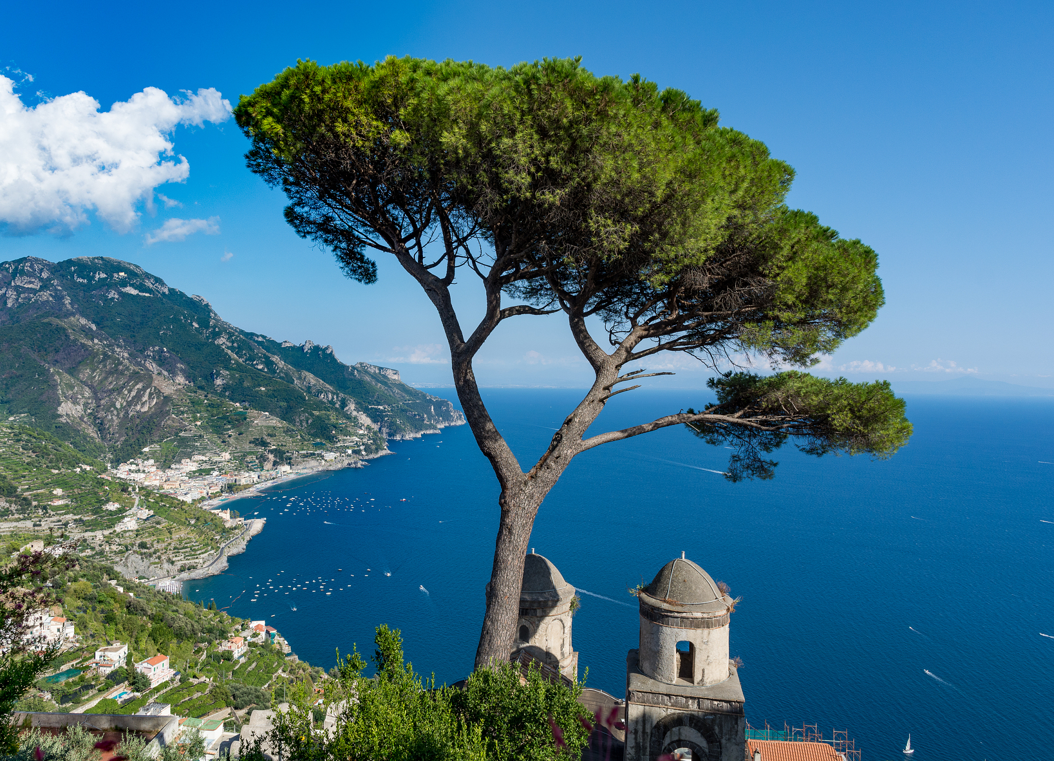 view of gulf of salerno from villa rufolo, ravello, italy.
