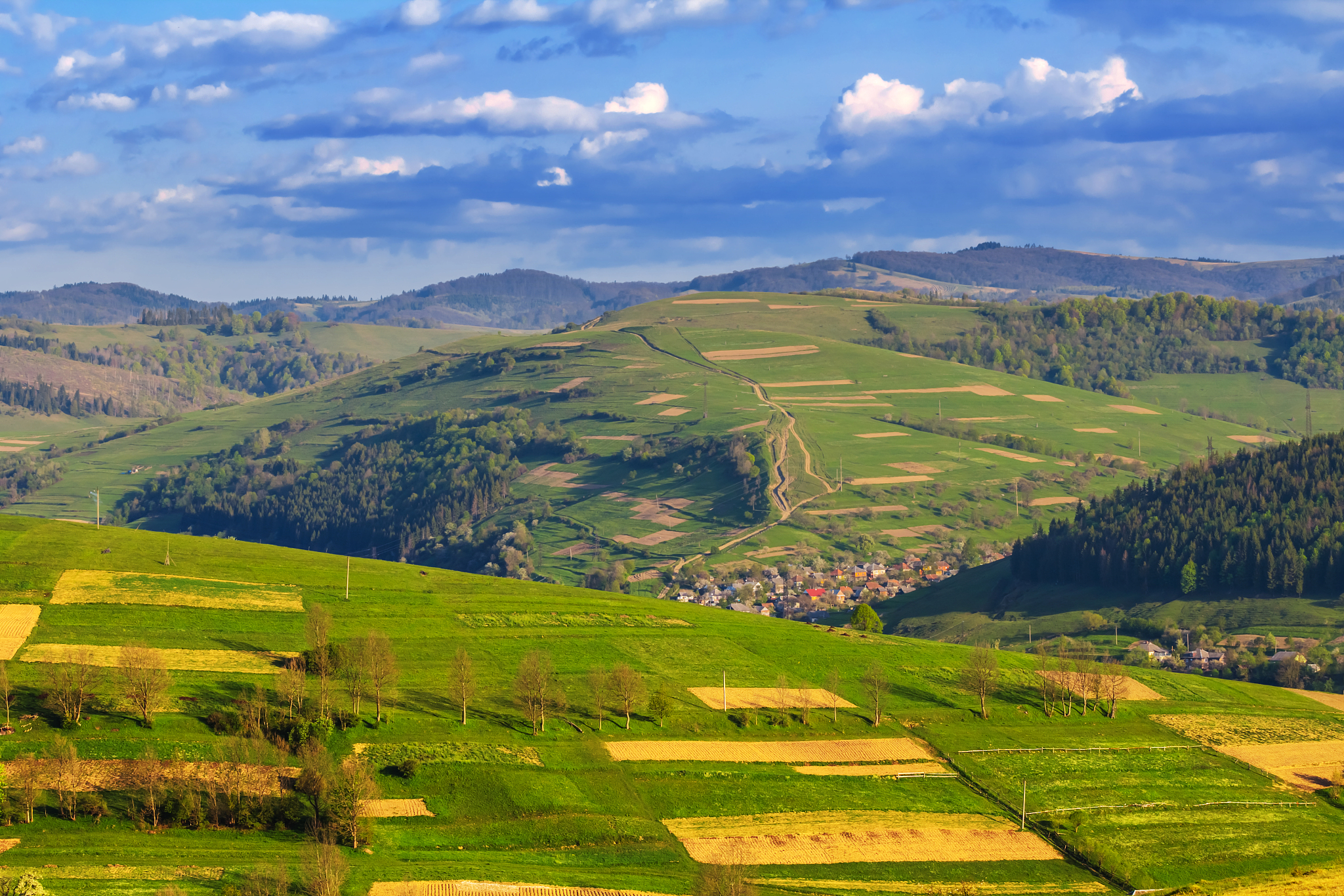 beautiful green mountain valeey landscape