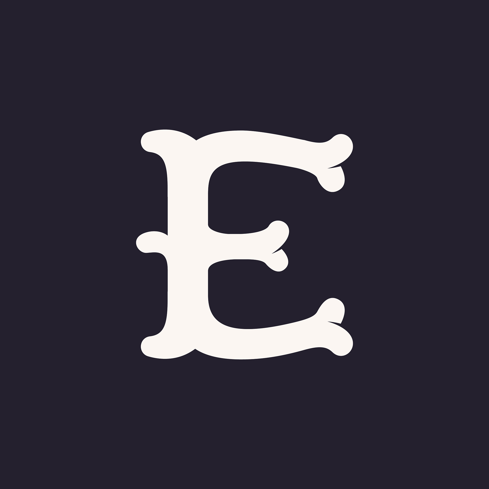 e letter icon made out of bones.