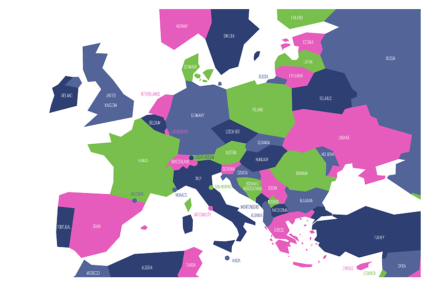political map of central and southern europe