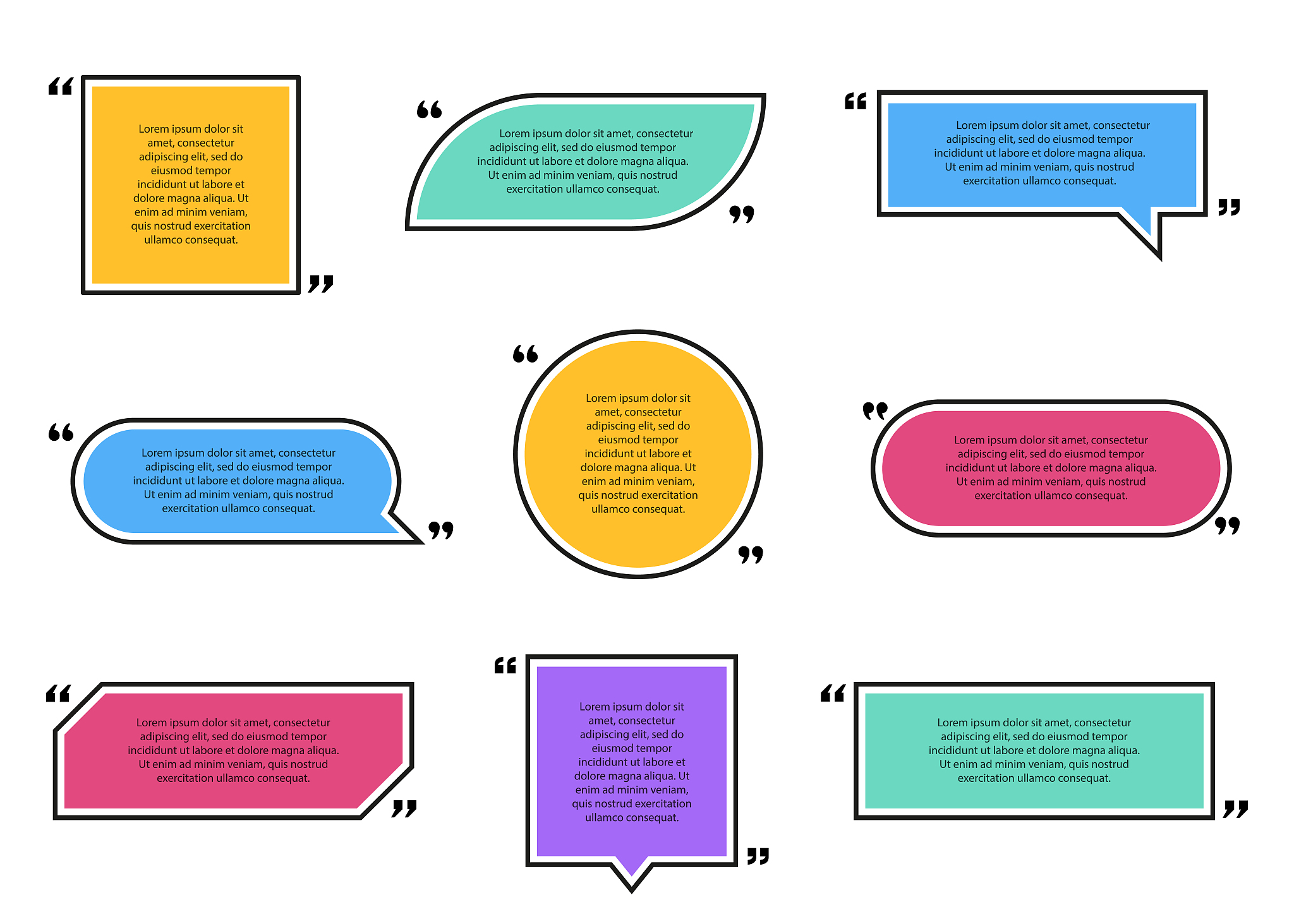 quote collection. quote of different colors on white background.